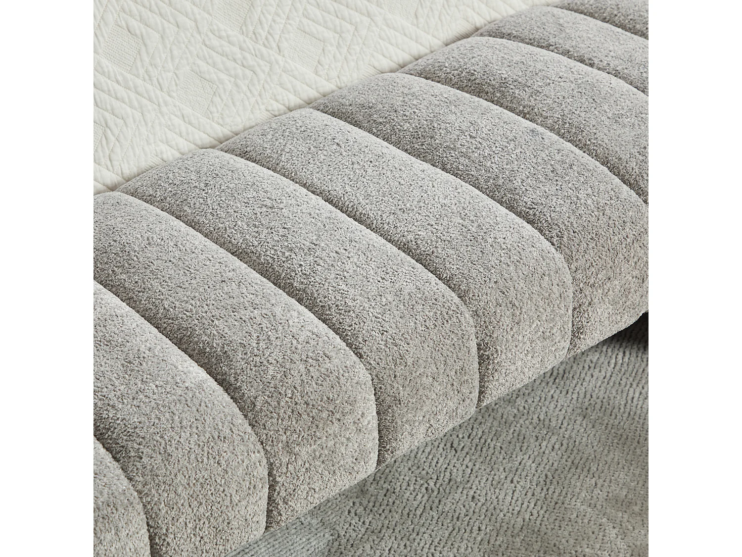 Bedbankje 159x51x45 cm in grijze chenille - Voor slaapkamer, woonkamer of hal
