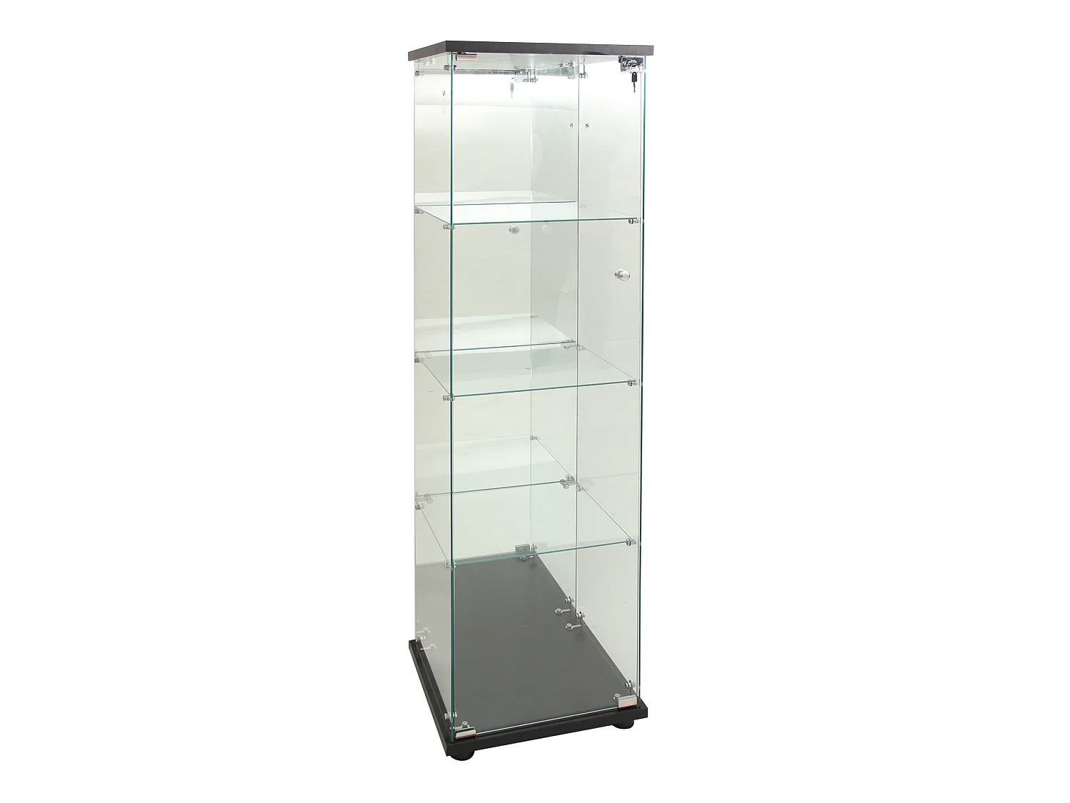 Vitrine en Verre 42.5x36.5x164 cm, Armoire de Collection Moderne en Verres à Quatre Couches, vitrine Led,4 Étagères, pour Chambre et Salon, Noir