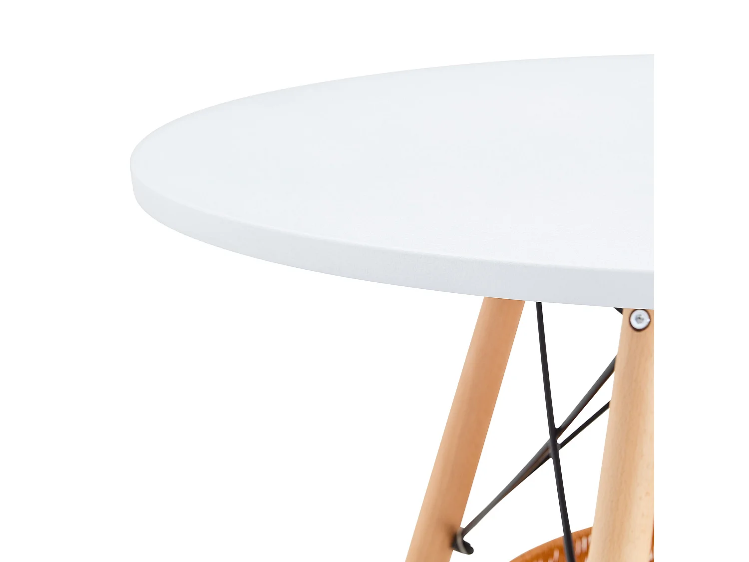 Table à manger ronde 80 cm avec rangement - Blanc et bois