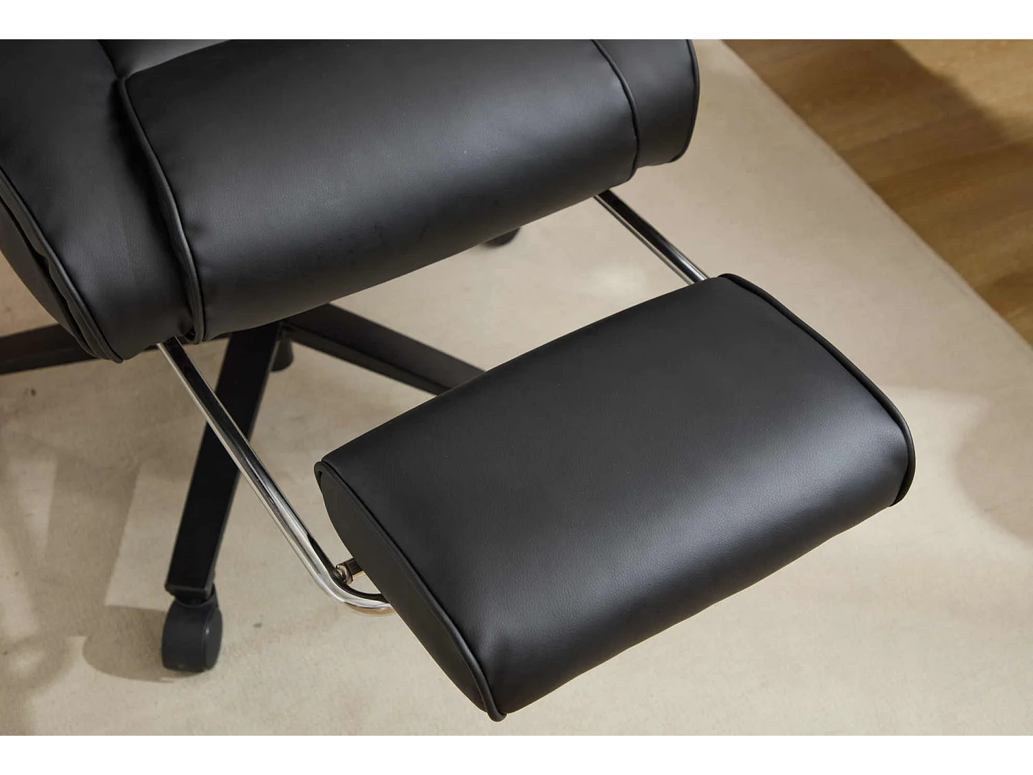 Ergonomische relaxstoel met voetensteun - Zwart kunstleer