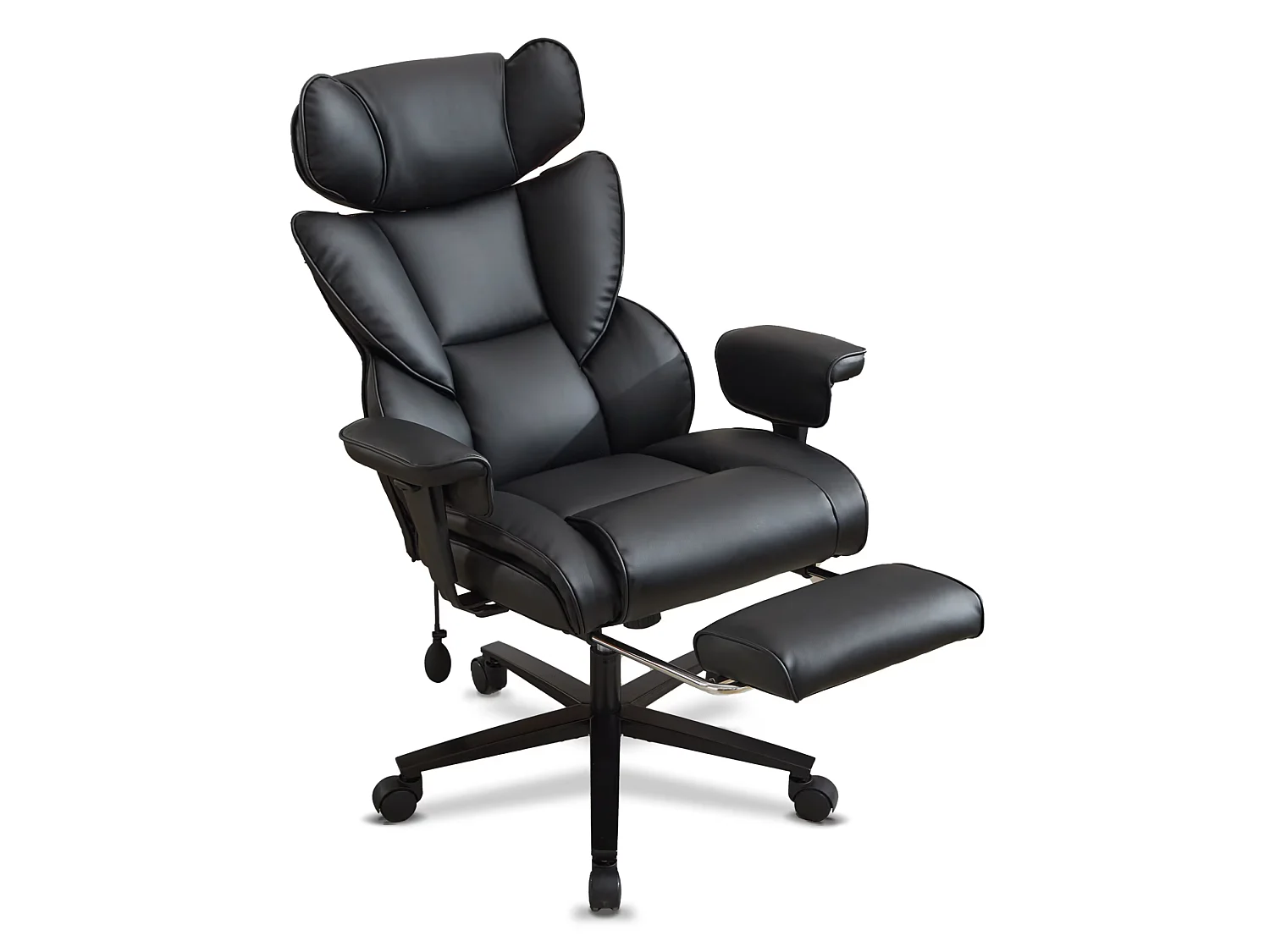 Ergonomische relaxstoel met voetensteun - Zwart kunstleer