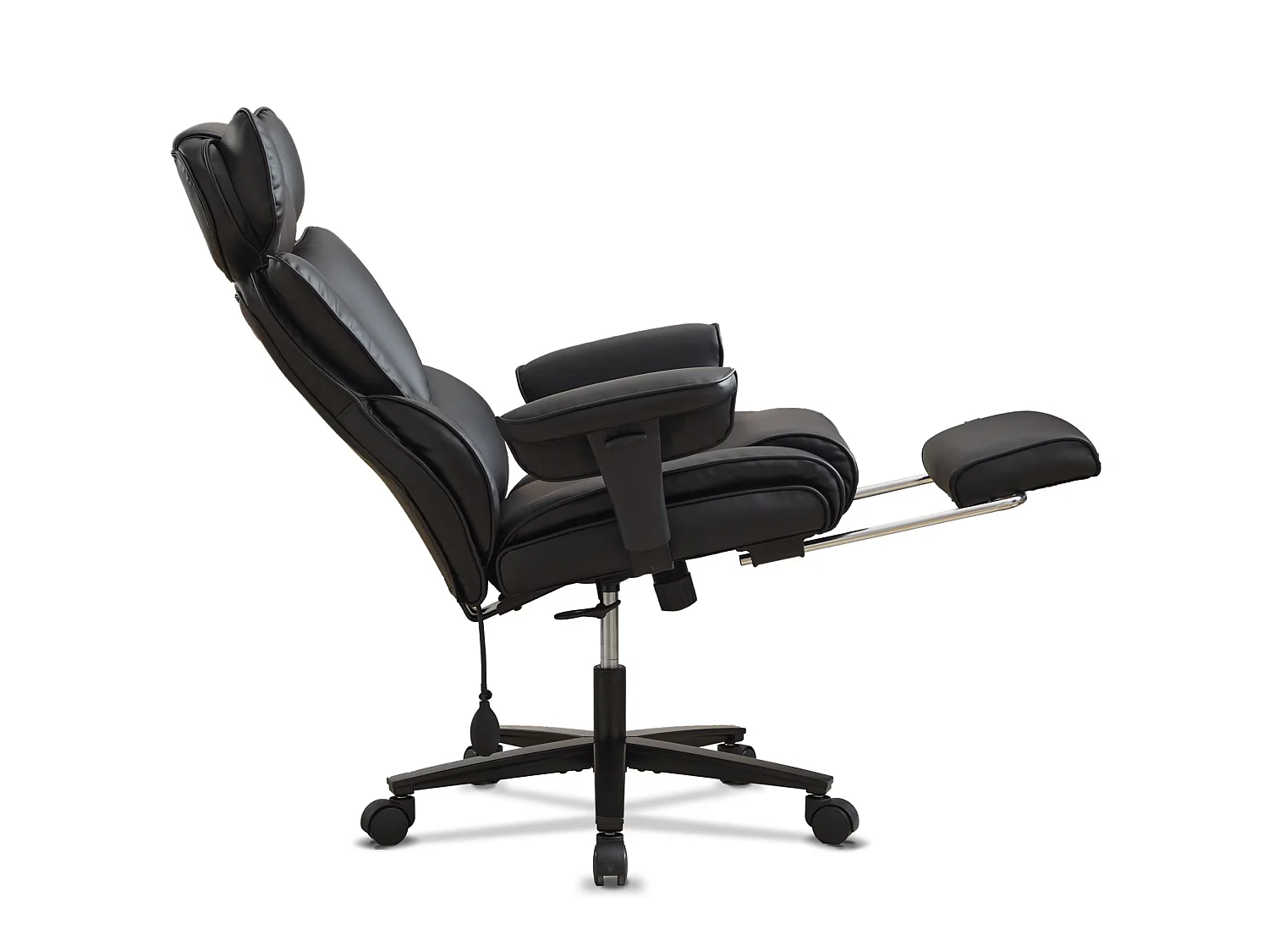 Ergonomische relaxstoel met voetensteun - Zwart kunstleer