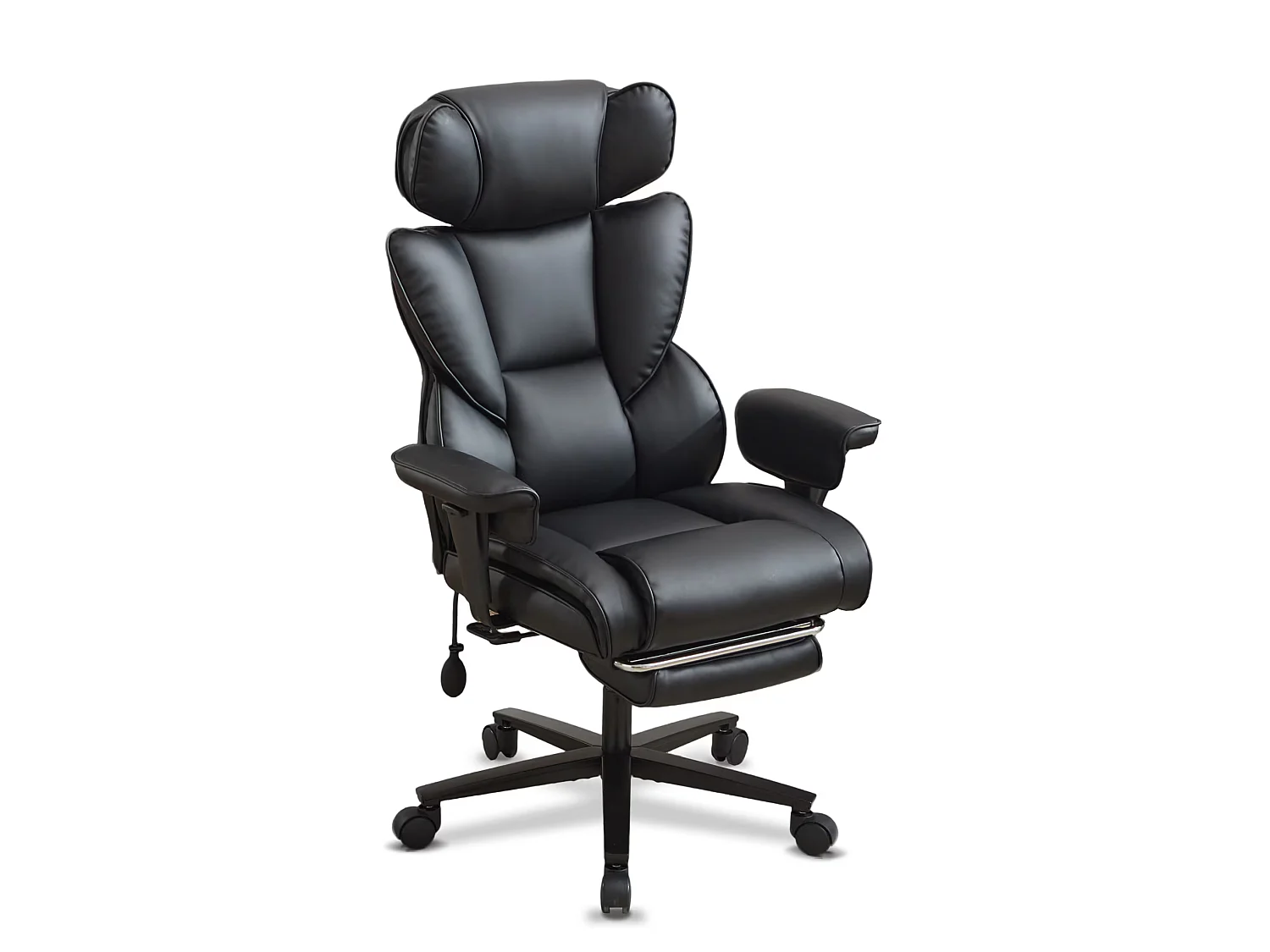 Ergonomische relaxstoel met voetensteun - Zwart kunstleer
