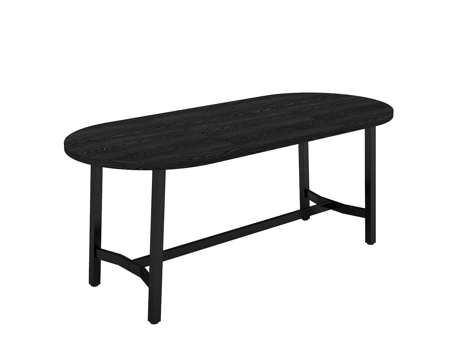 Eettafel 180 x 80 x 75 cm zwart met ijzeren poten - Geschikt voor 6 tot 8 personen