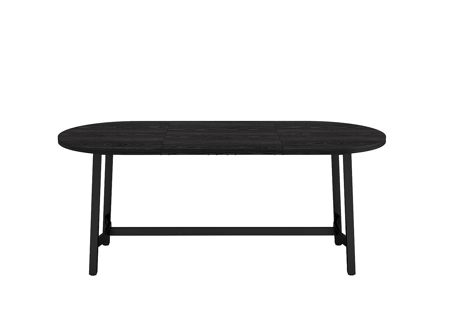 Eettafel 180 x 80 x 75 cm zwart met ijzeren poten - Geschikt voor 6 tot 8 personen