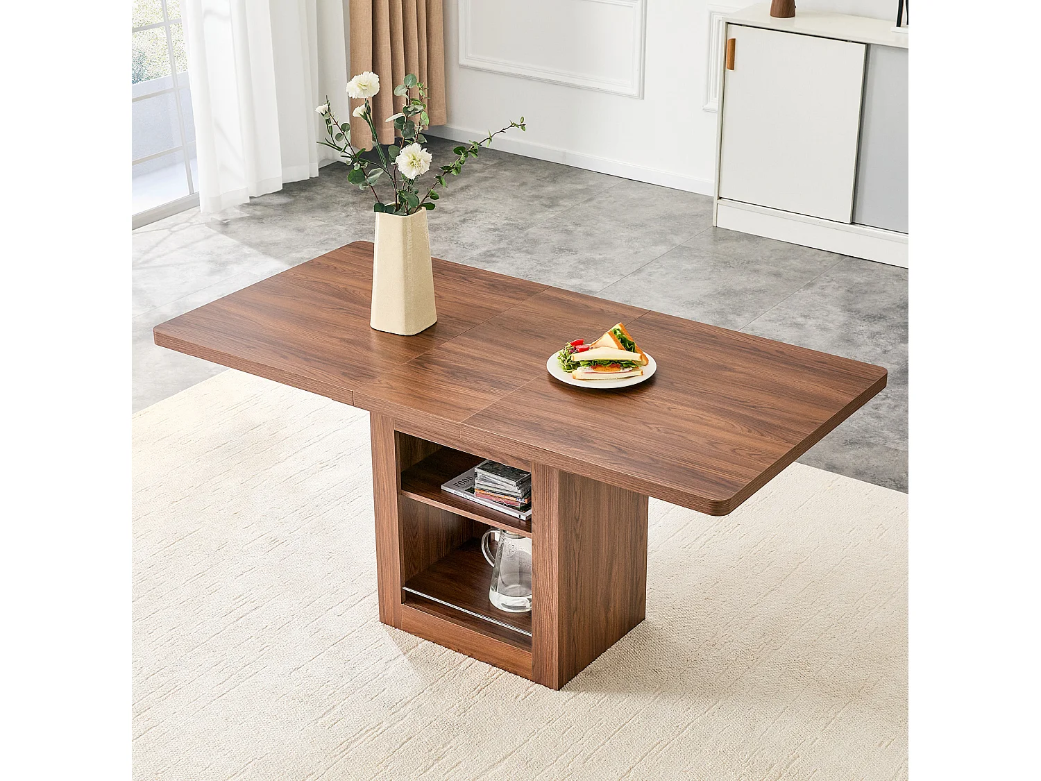 Uitschuifbare eettafel 130(160) x 80 cm met plank - Bruin