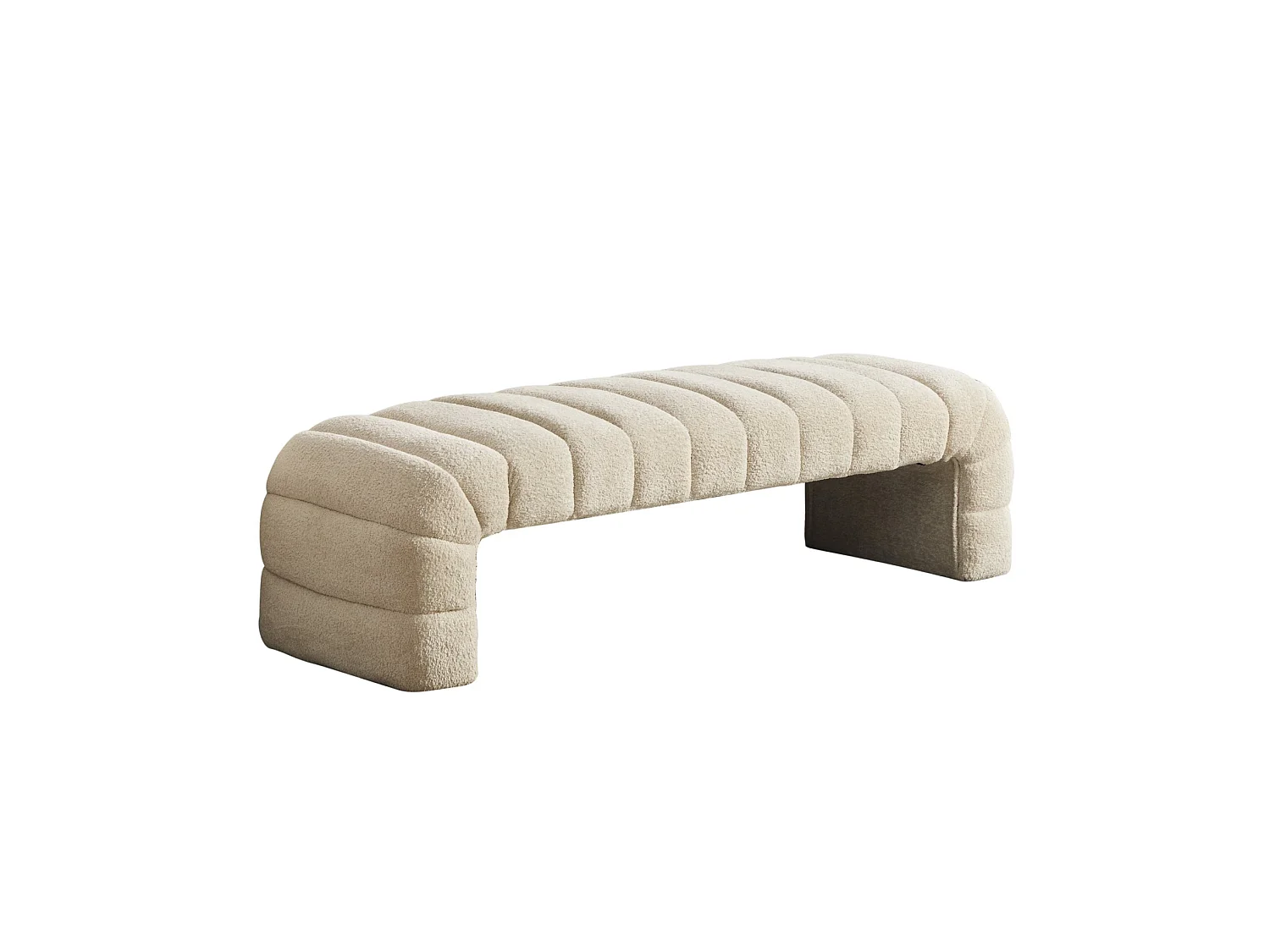Bedbankje 159x51x45 cm in beige chenille - Voor slaapkamer, woonkamer of hal