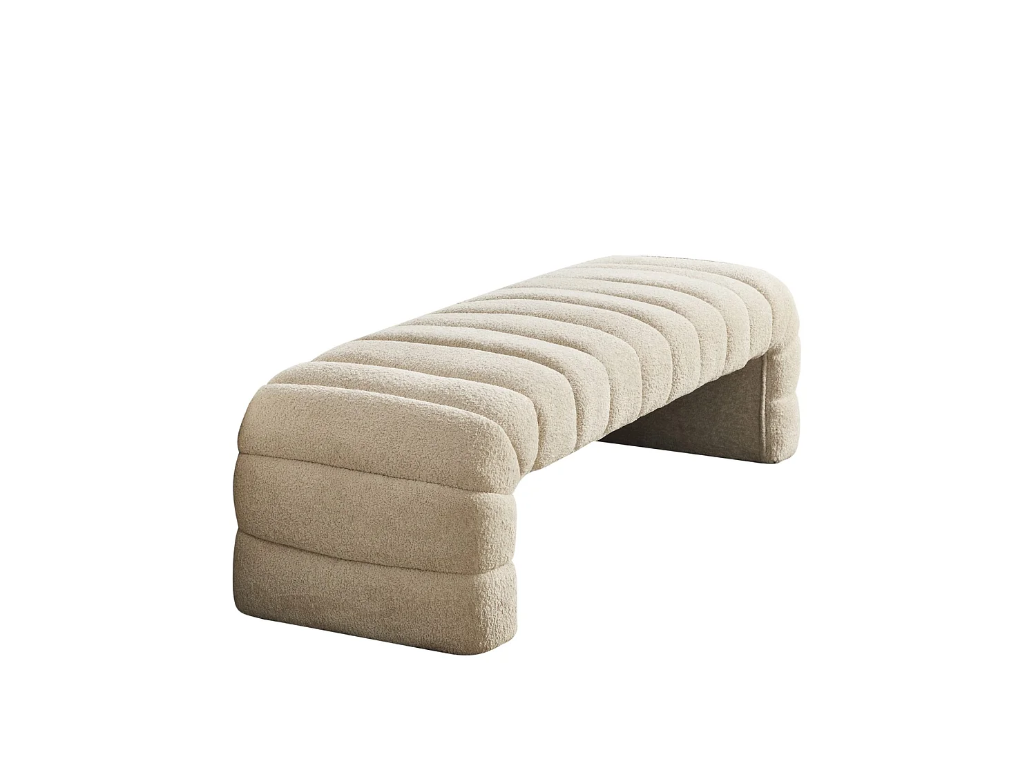 Bedbankje 159x51x45 cm in beige chenille - Voor slaapkamer, woonkamer of hal