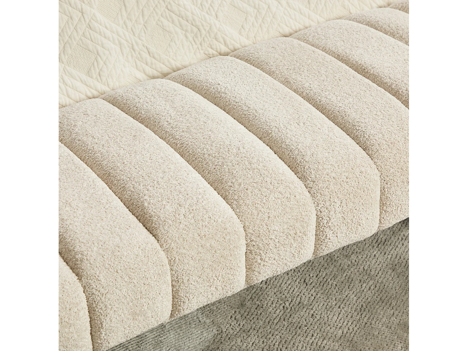 Bedbankje 159x51x45 cm in beige chenille - Voor slaapkamer, woonkamer of hal