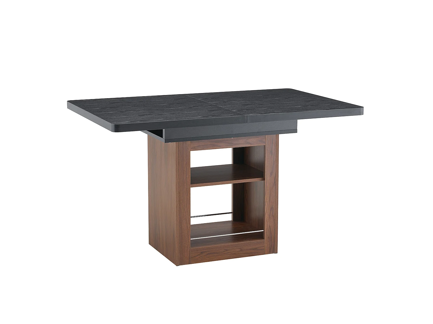 Uitschuifbare eettafel 130(160) x 80 cm met plank - Bruin en zwart