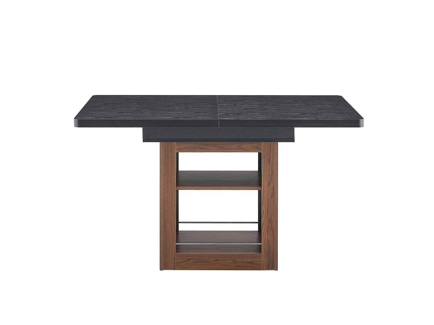 Uitschuifbare eettafel 130(160) x 80 cm met plank - Bruin en zwart