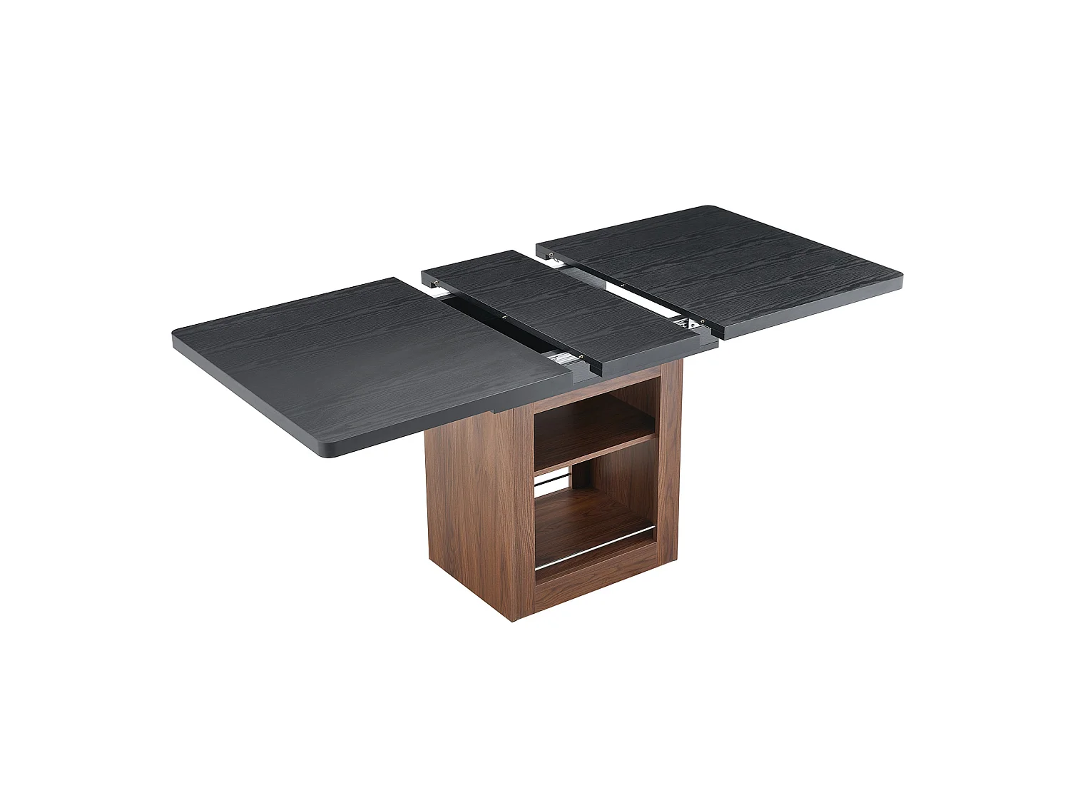 Uitschuifbare eettafel 130(160) x 80 cm met plank - Bruin en zwart