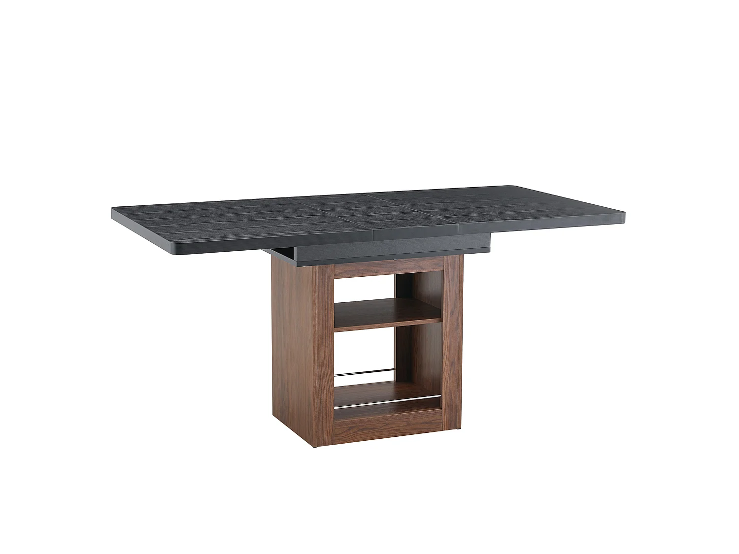 Uitschuifbare eettafel 130(160) x 80 cm met plank - Bruin en zwart