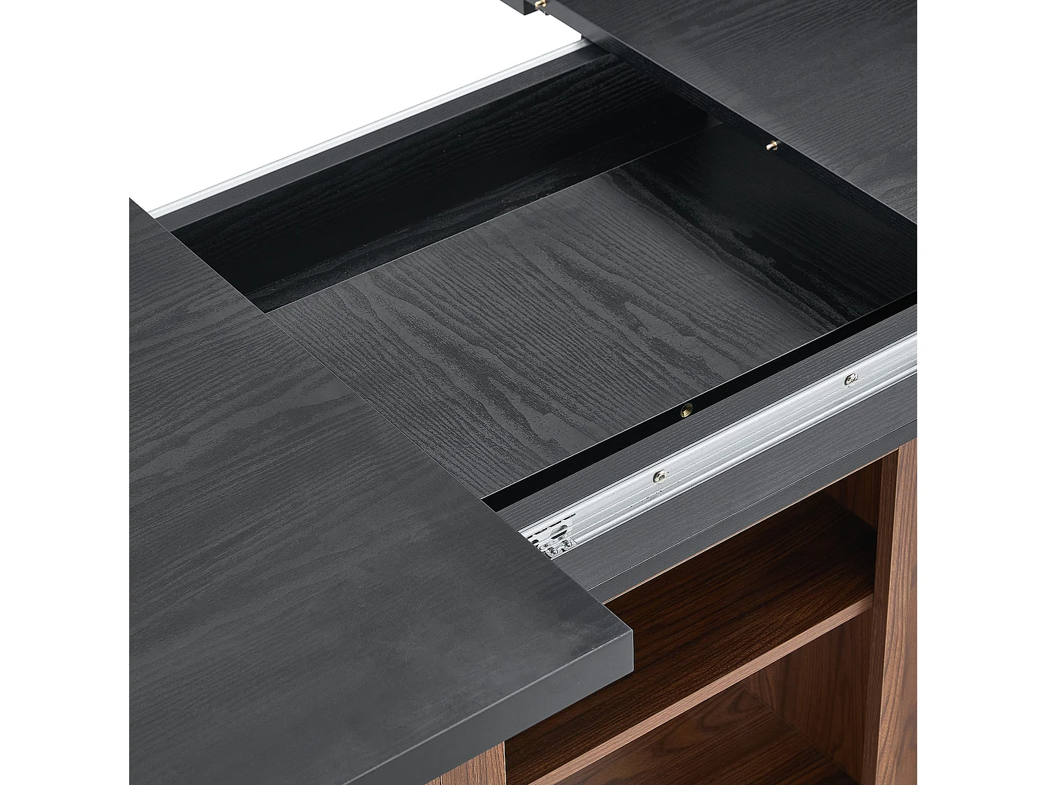 Uitschuifbare eettafel 130(160) x 80 cm met plank - Bruin en zwart
