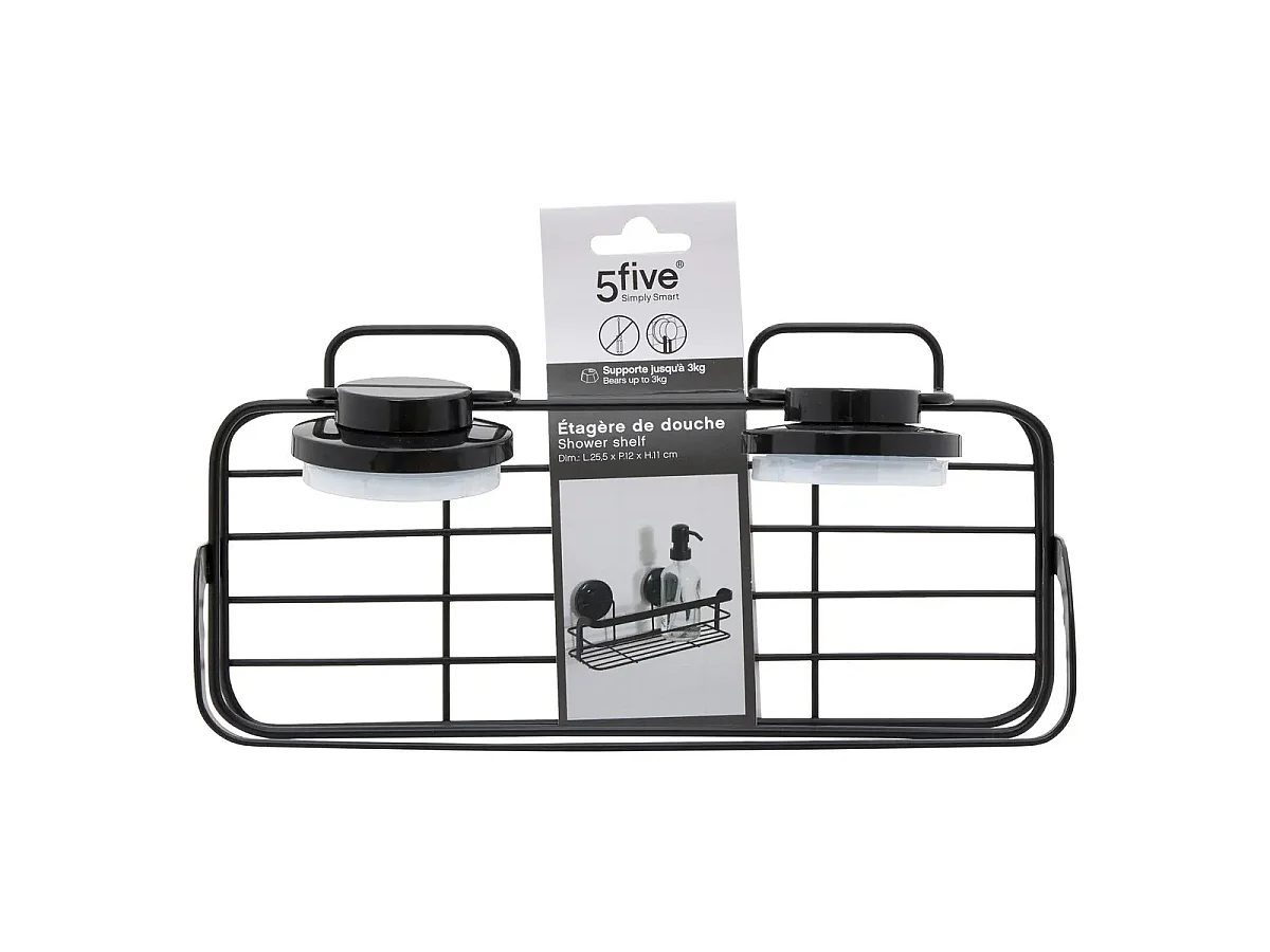 Étagère de Douche à Ventouses "Venterra" 25cm Noir