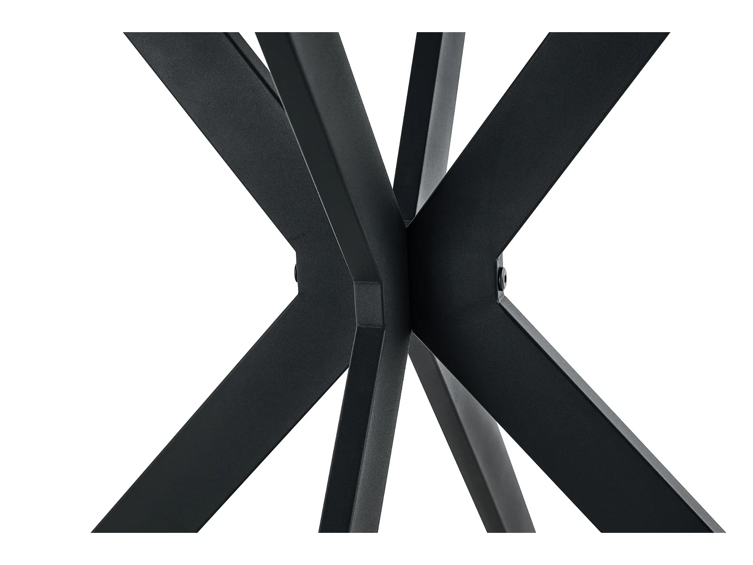 Table à manger ronde 110 cm avec piètement X en métal noir - Naturel foncé