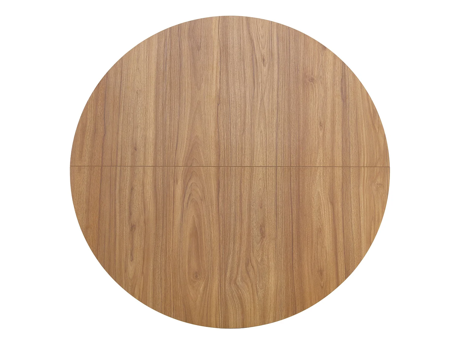 Table à manger ronde 110 cm avec piètement X en métal noir - Naturel foncé