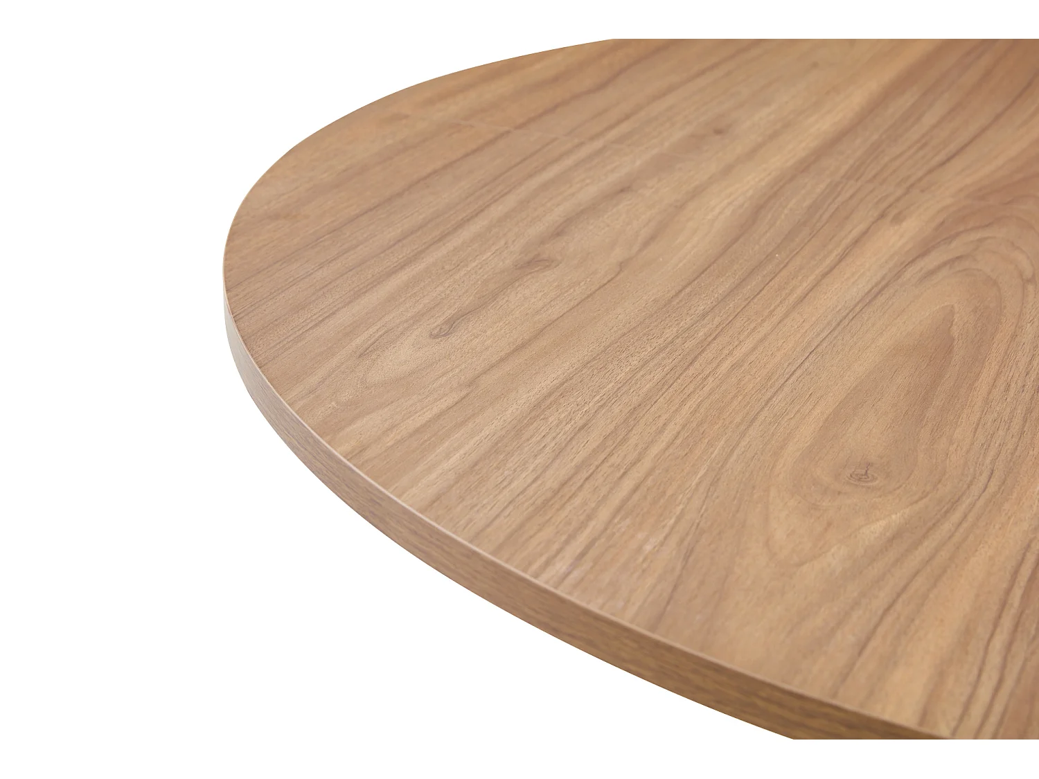 Table à manger ronde 110 cm avec piètement X en métal noir - Naturel foncé