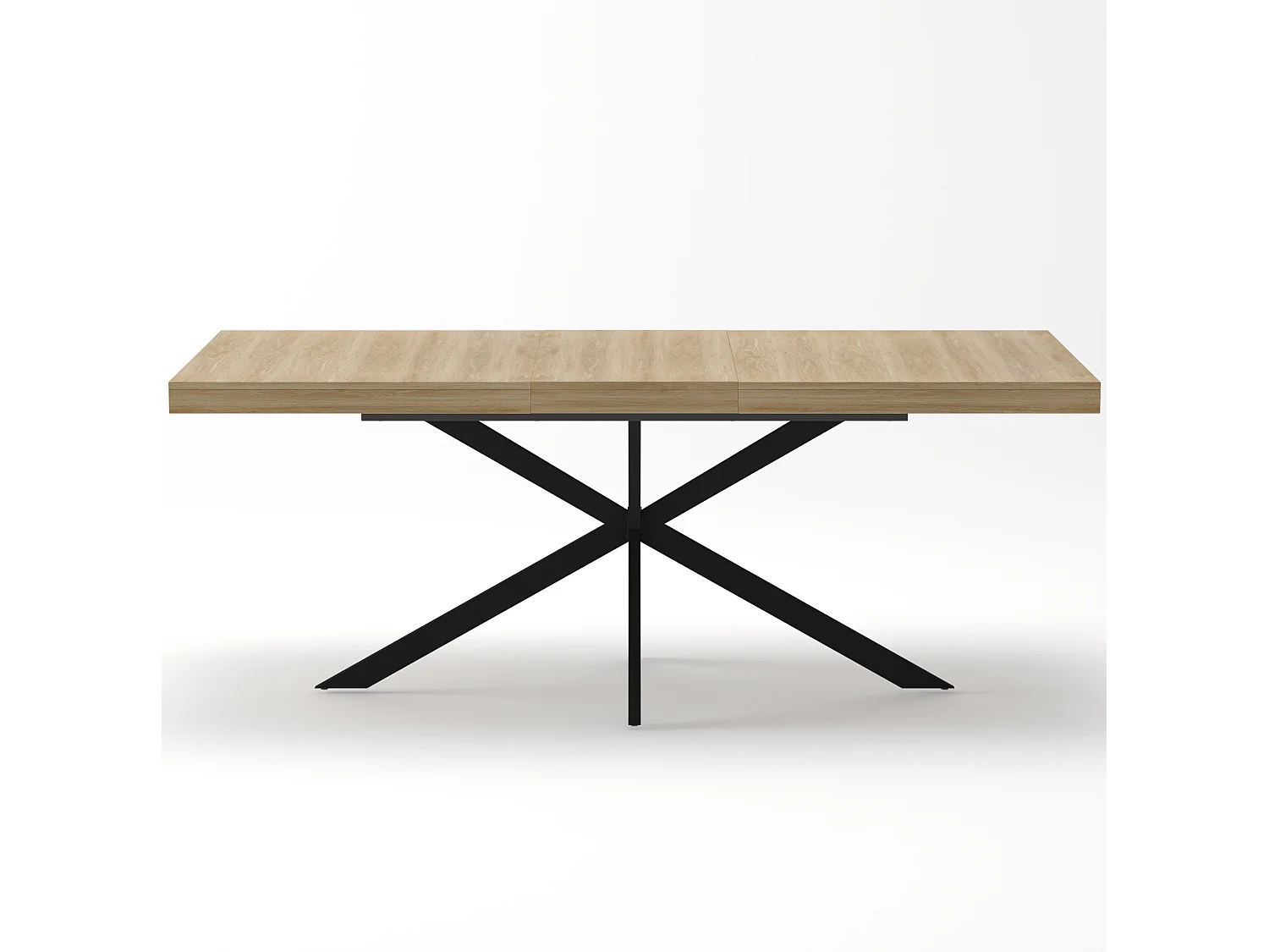 Table à manger extensible 140-180 x 80cm pour 4-6 places - Métal et MDF - Naturel clair