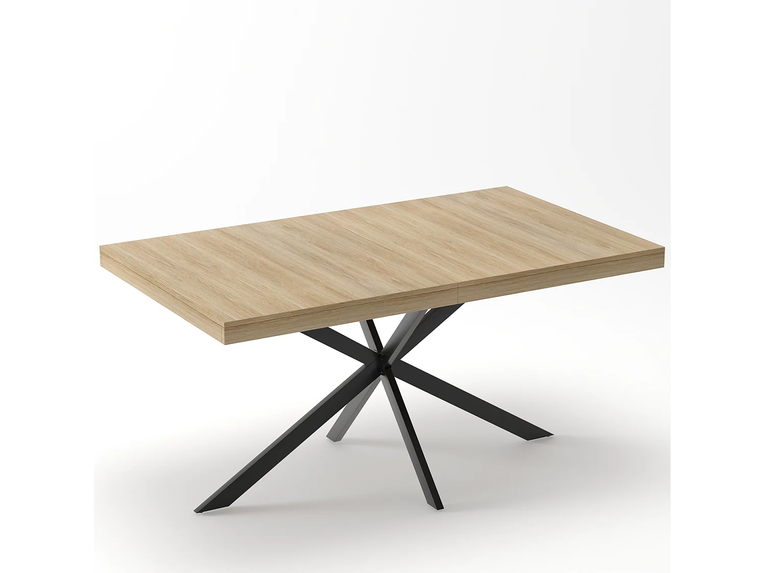 Table à manger extensible 140-180 x 80cm pour 4-6 places - Métal et MDF - Naturel clair