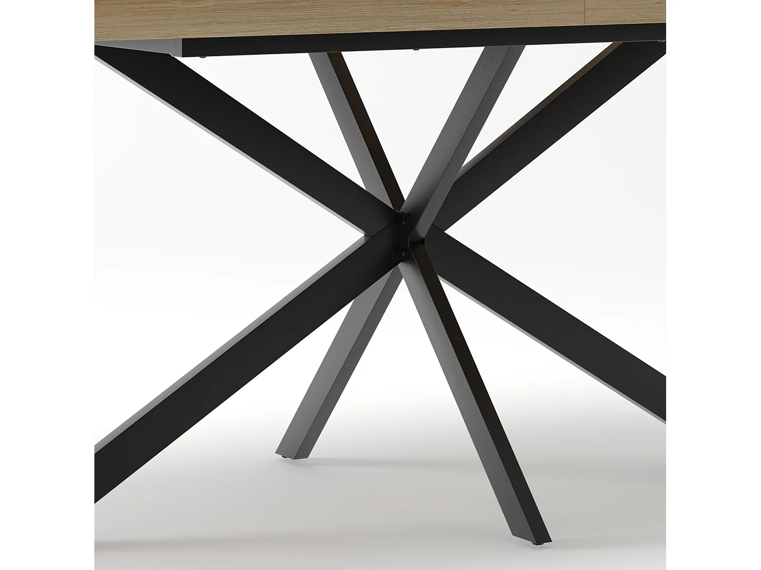Table à manger extensible 140-180 x 80cm pour 4-6 places - Métal et MDF - Naturel clair