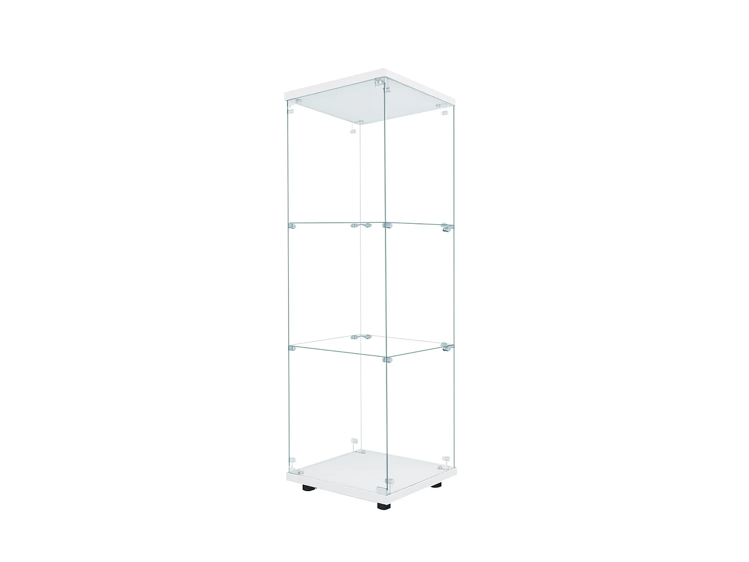 Vitrine en Verre 125x42x36 cm, Armoire de Collection Moderne en Verre à Trois Couches avec LED und Porte, pour Chambre, Salon et Salle à Manger, Blanc