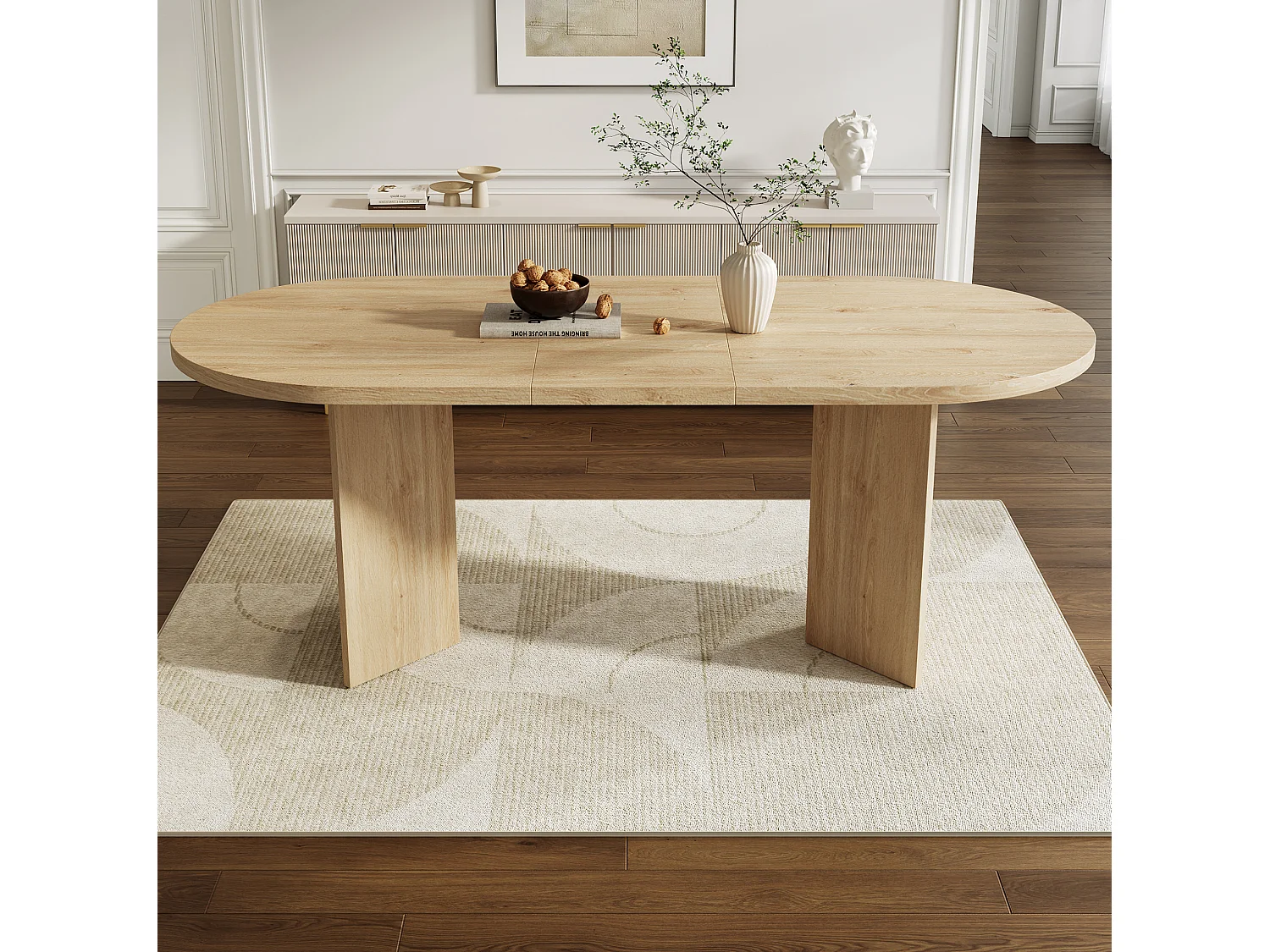 Eettafel 160 x 80 cm voor 6 tot 8 personen - Licht naturel