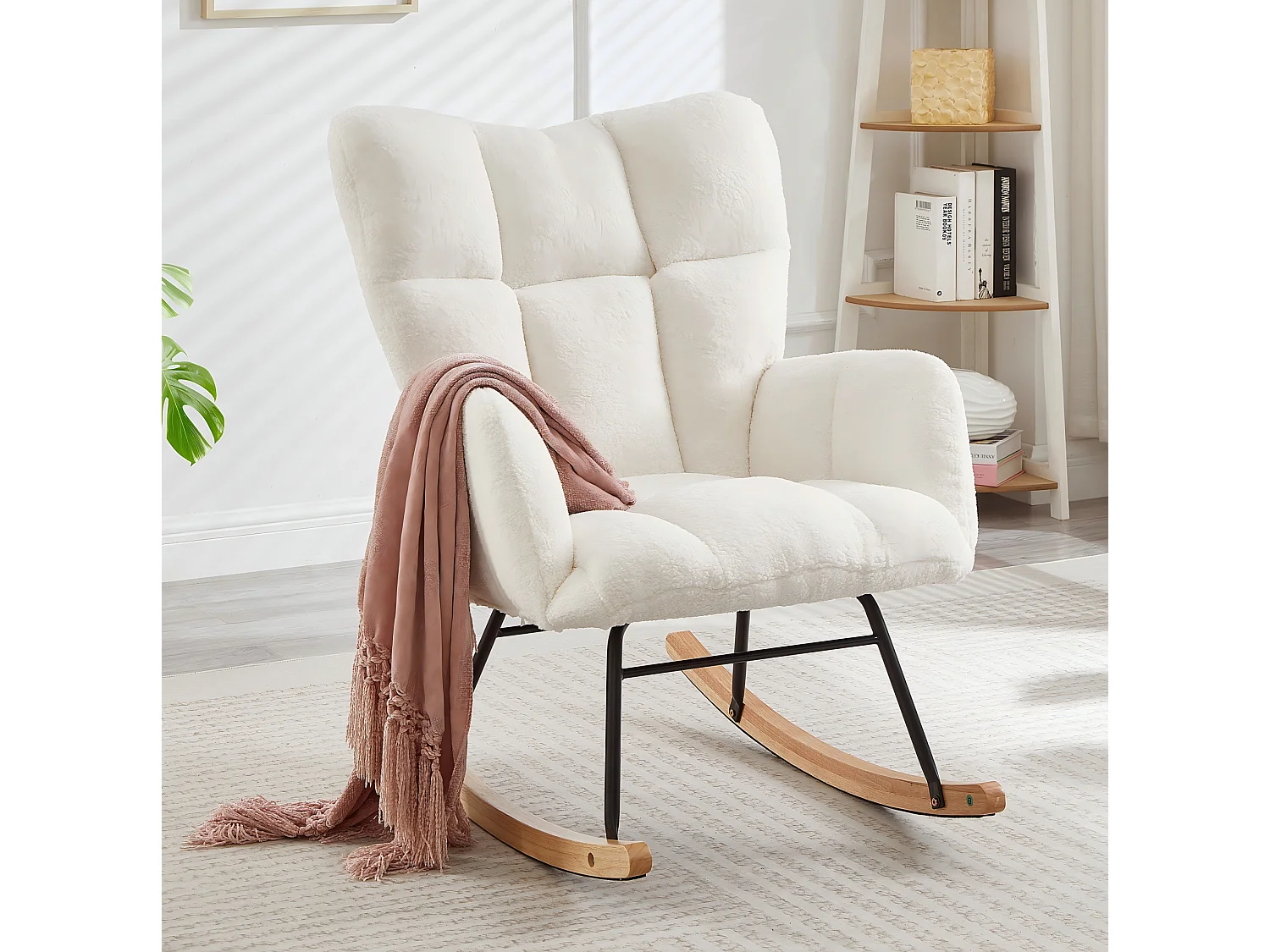 Mecedora de tela con estructura metálica - Mecedora blanca