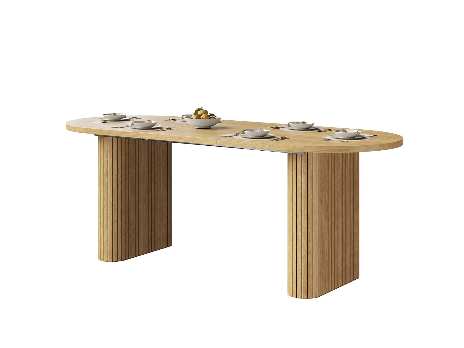 Uitschuifbare ovale eettafel 120-160 x 80 cm voor 4-6 personen - Licht naturel