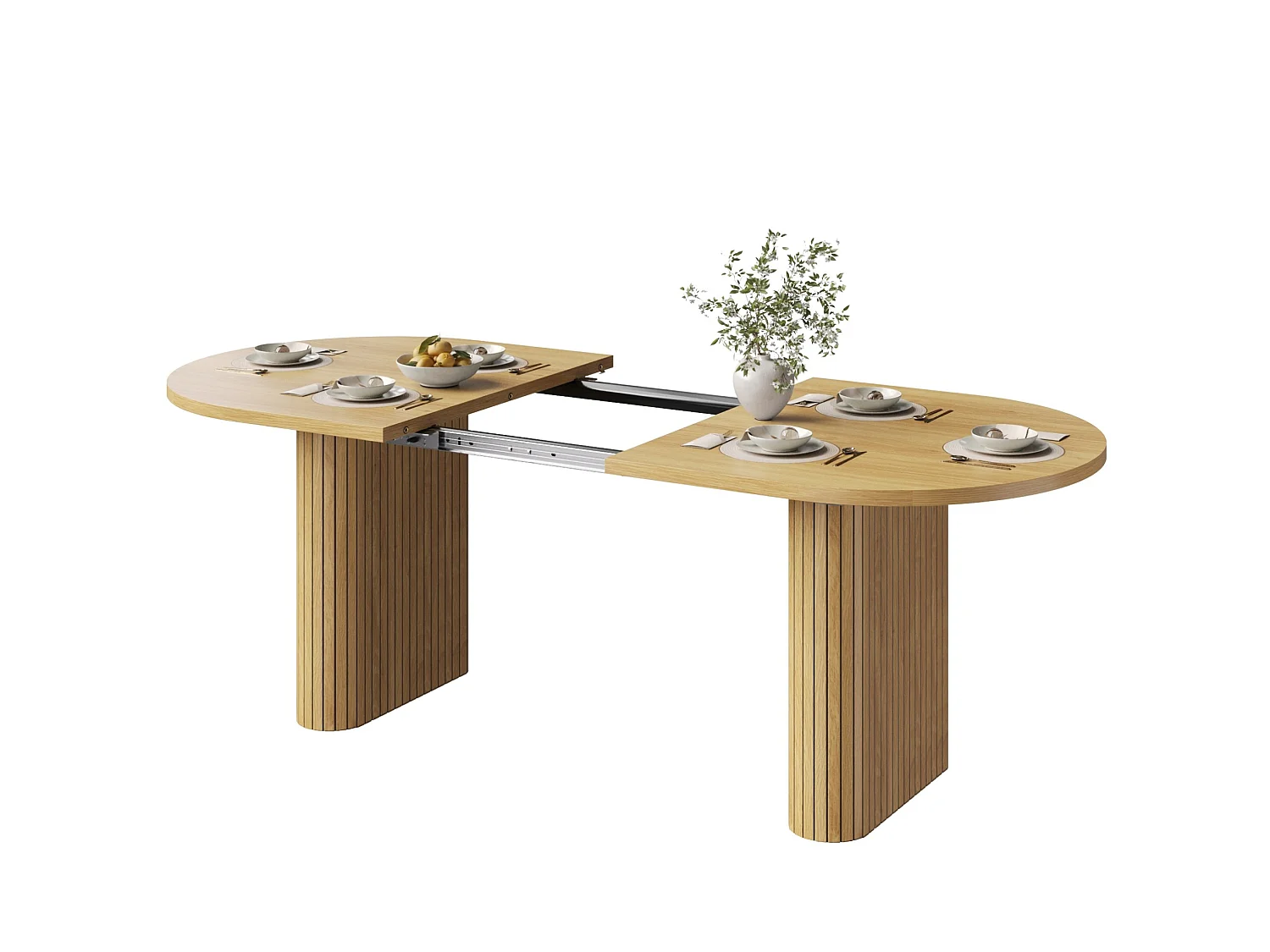 Uitschuifbare ovale eettafel 120-160 x 80 cm voor 4-6 personen - Licht naturel