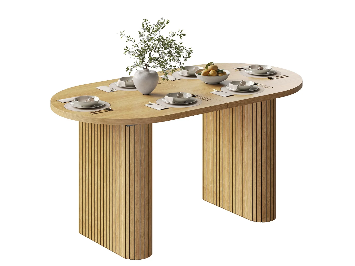 Uitschuifbare ovale eettafel 120-160 x 80 cm voor 4-6 personen - Licht naturel