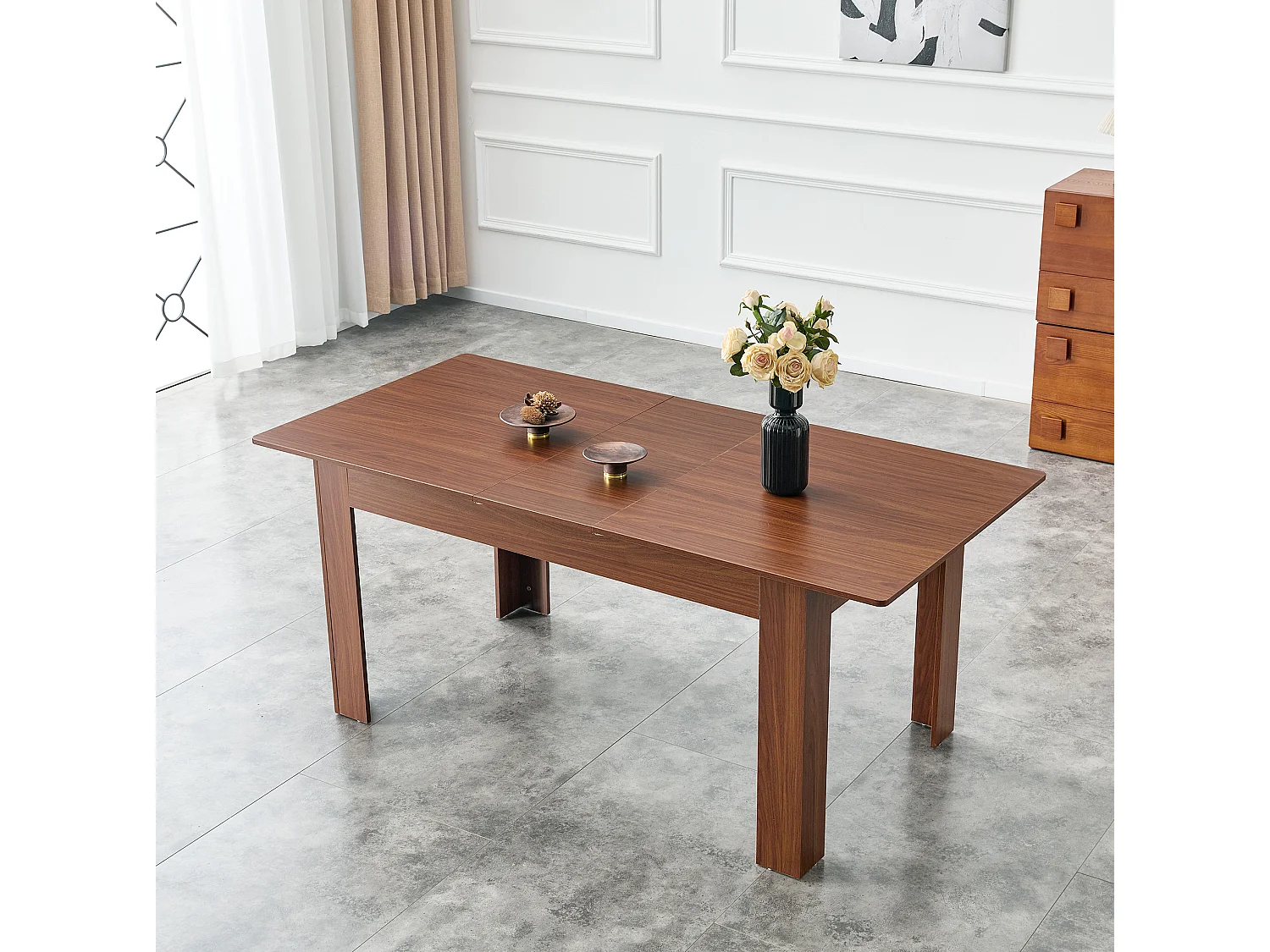 Table à manger extensible 149.8-220 x 89 cm pour 4-6 personnes - Marron