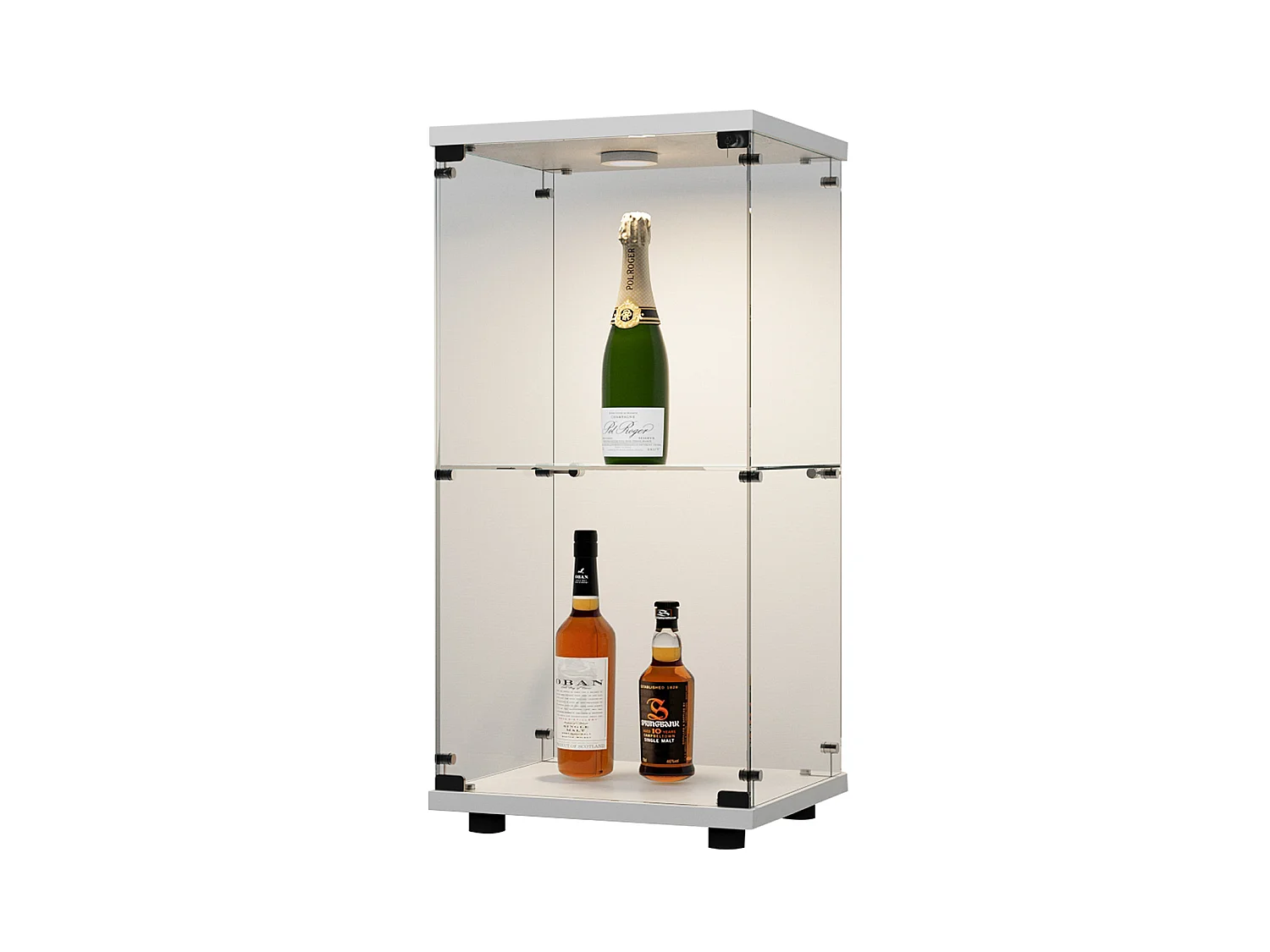 Vitrines en Verre 86x40x36.5 cm, armoires de Rangement Verticales en Verre, Vitrine Verre avec LED, adaptées aux Salons, Chambres, Bureaux, Blanc