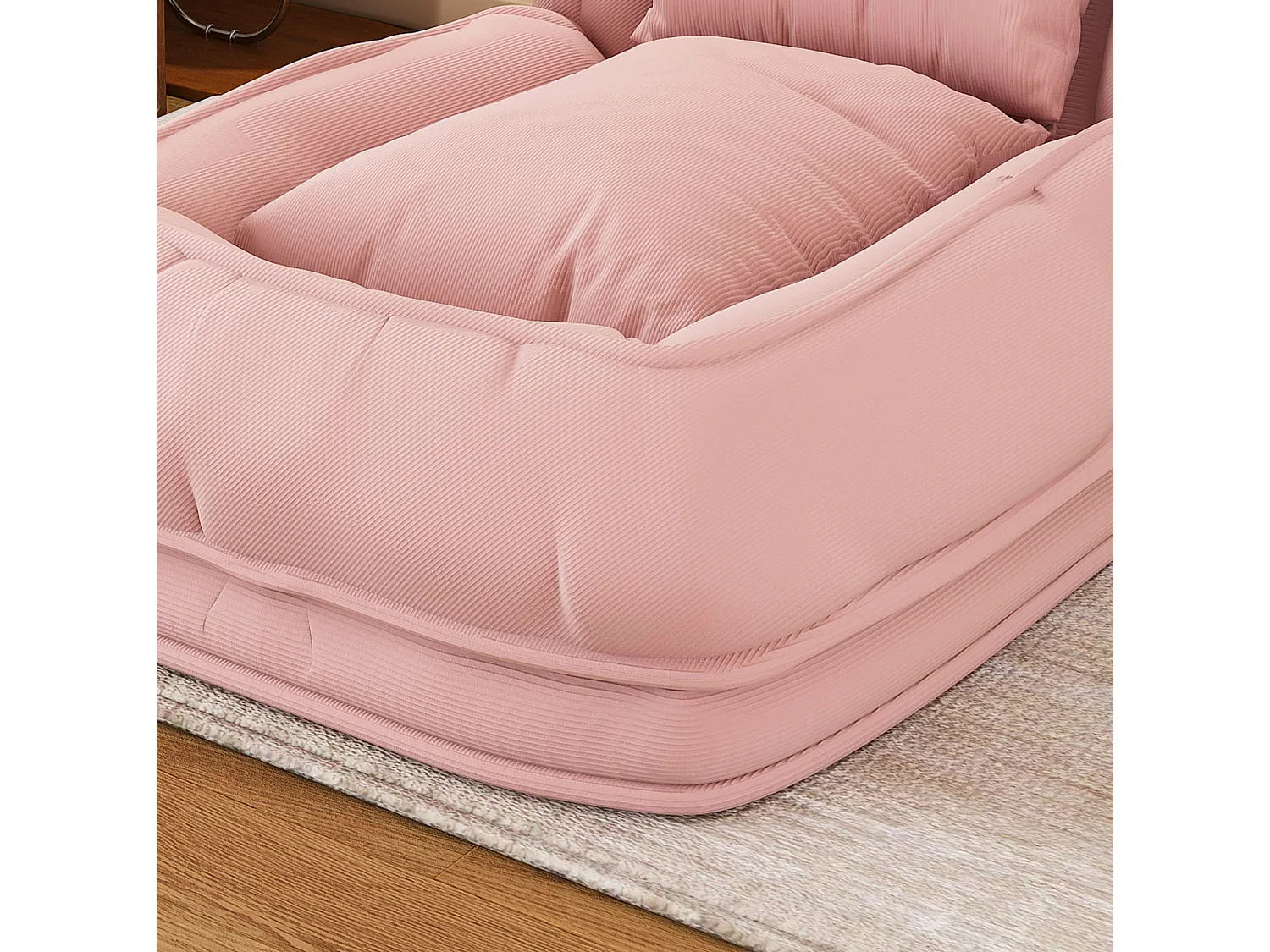 Poltrona ergonómica convertível com 5 posições e 2 almofadas - Tecido rosa