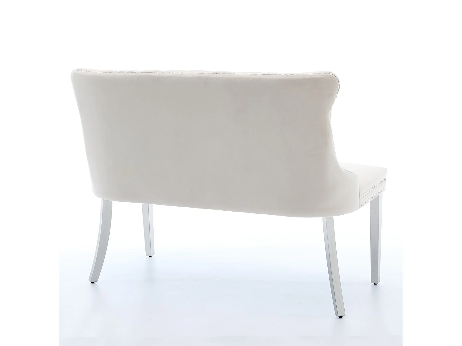 Banquette de salle à manger 2 places en velours beige - Pieds en métal
