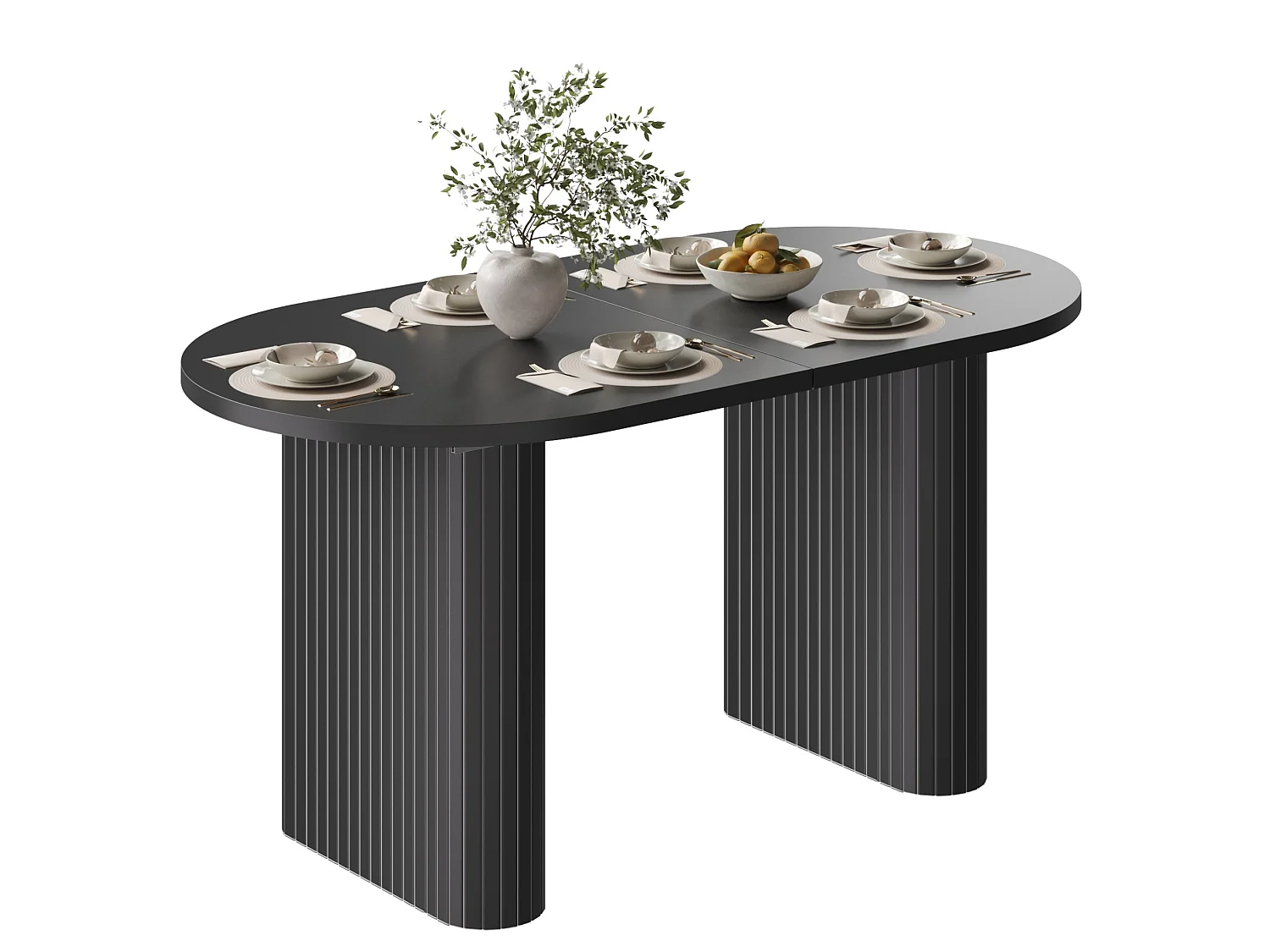 Uitschuifbare ovale eettafel 120-160 x 80 cm voor 4-6 personen - Zwart