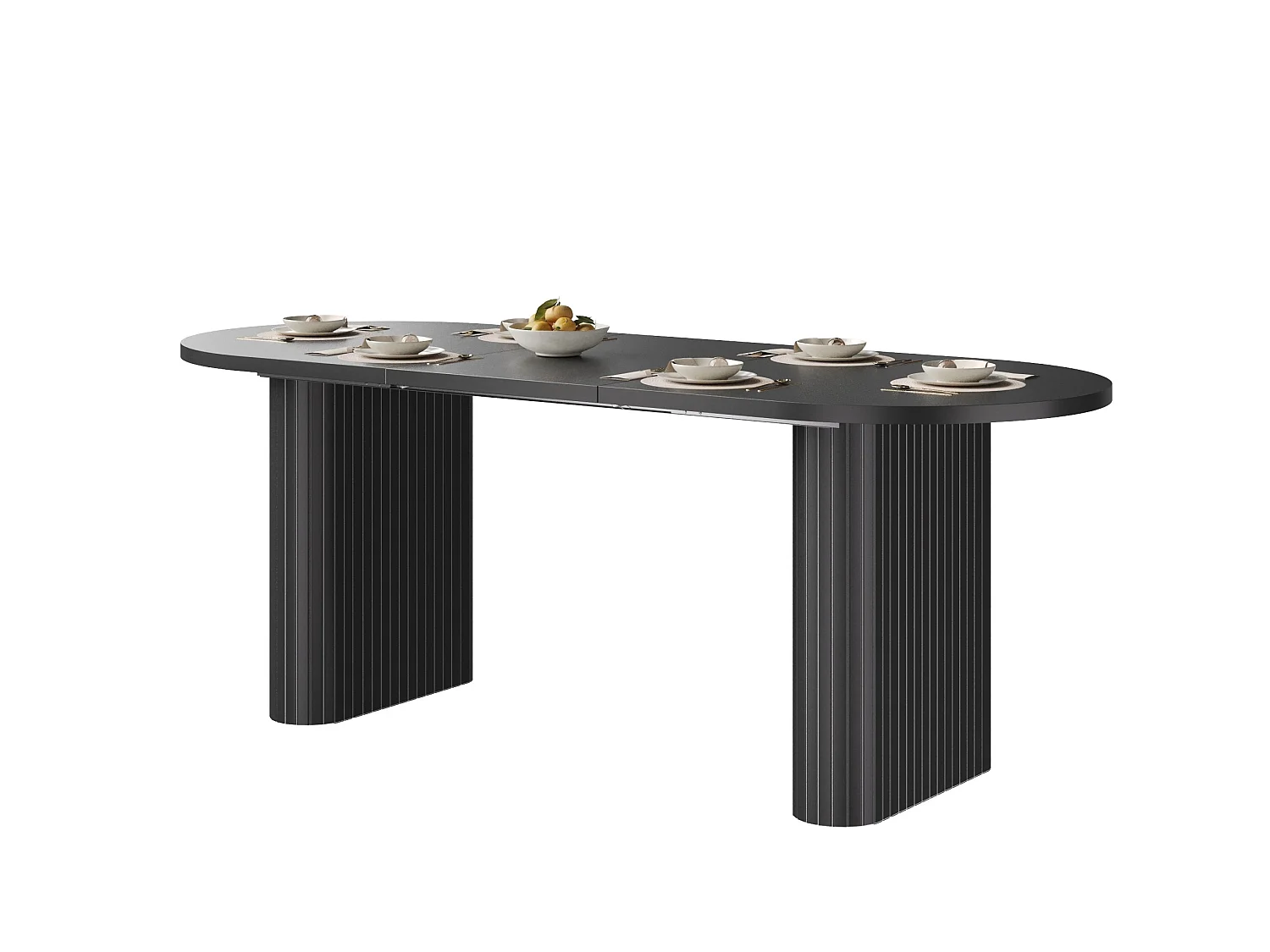 Uitschuifbare ovale eettafel 120-160 x 80 cm voor 4-6 personen - Zwart