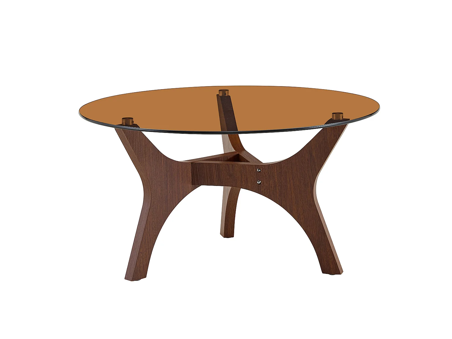 Ronde salontafel 80x80x42,2 cm in bruin - Glas en MDF