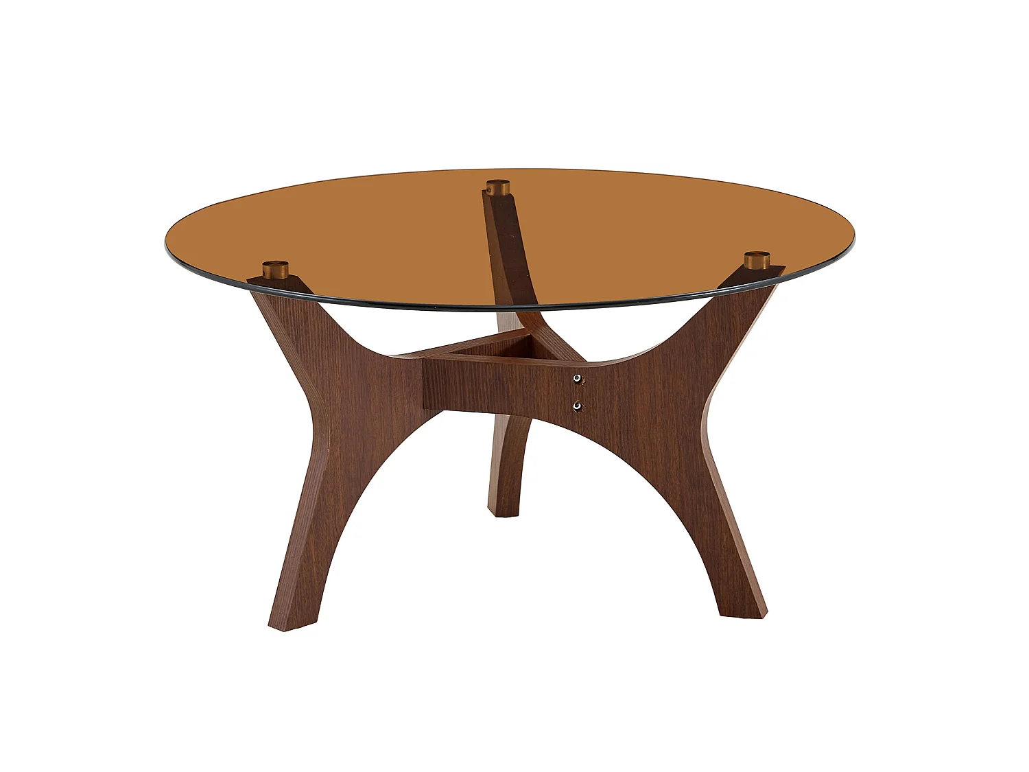 Ronde salontafel 80x80x42,2 cm in bruin - Glas en MDF