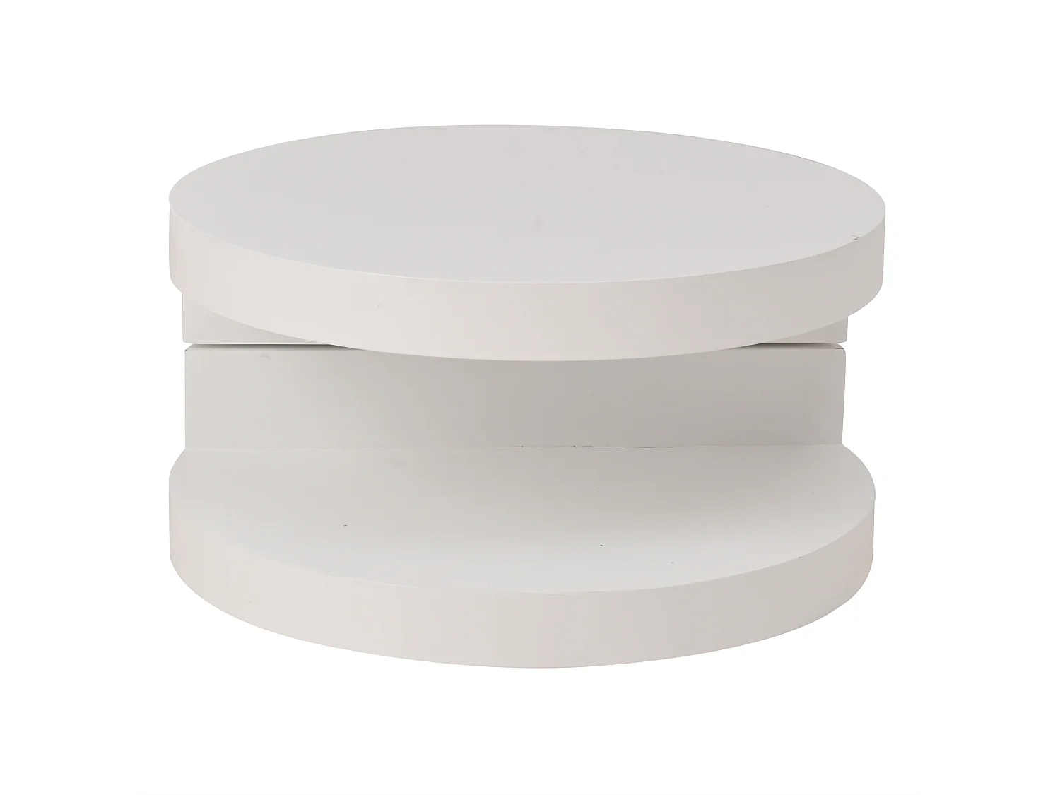 Tavolino da caffè rotondo girevole a 360° 70x70x35,5 cm bianco con LED