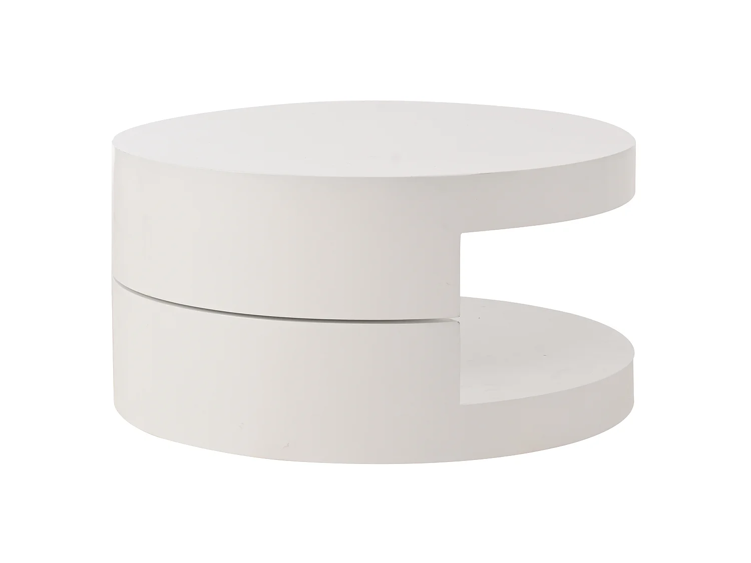 Tavolino da caffè rotondo girevole a 360° 70x70x35,5 cm bianco con LED