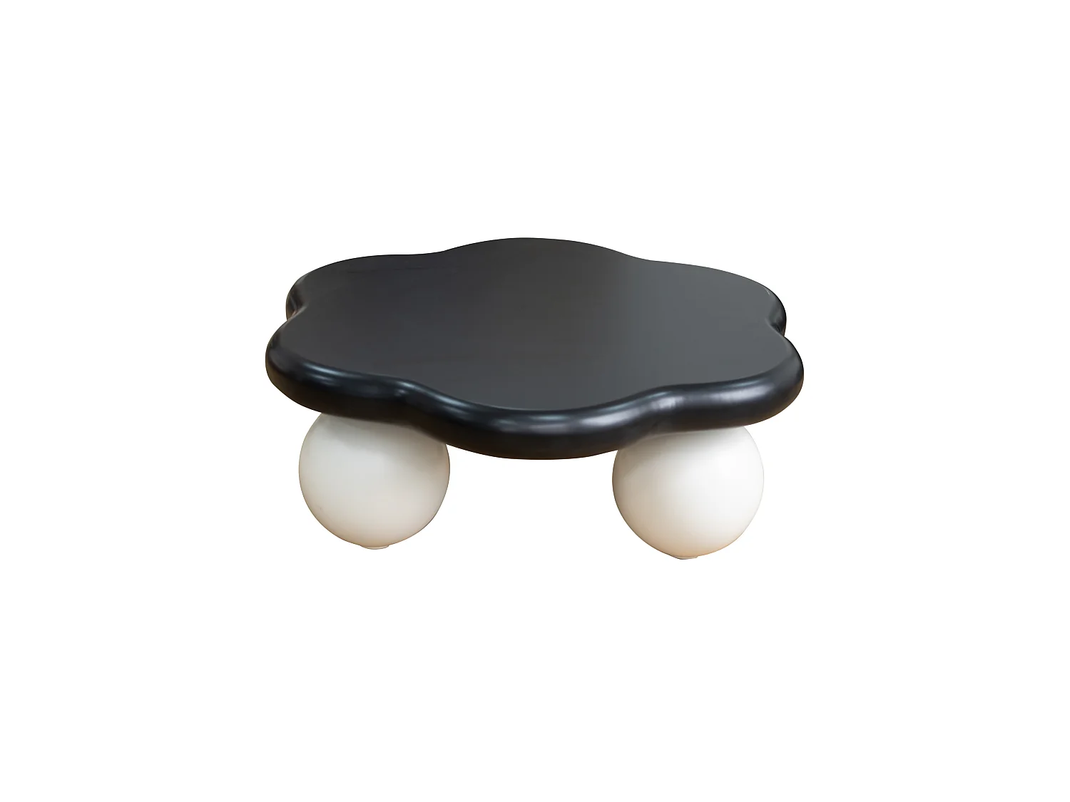 Table basse en forme de nuage 79 cm avec pieds sphériques - Plateau noir