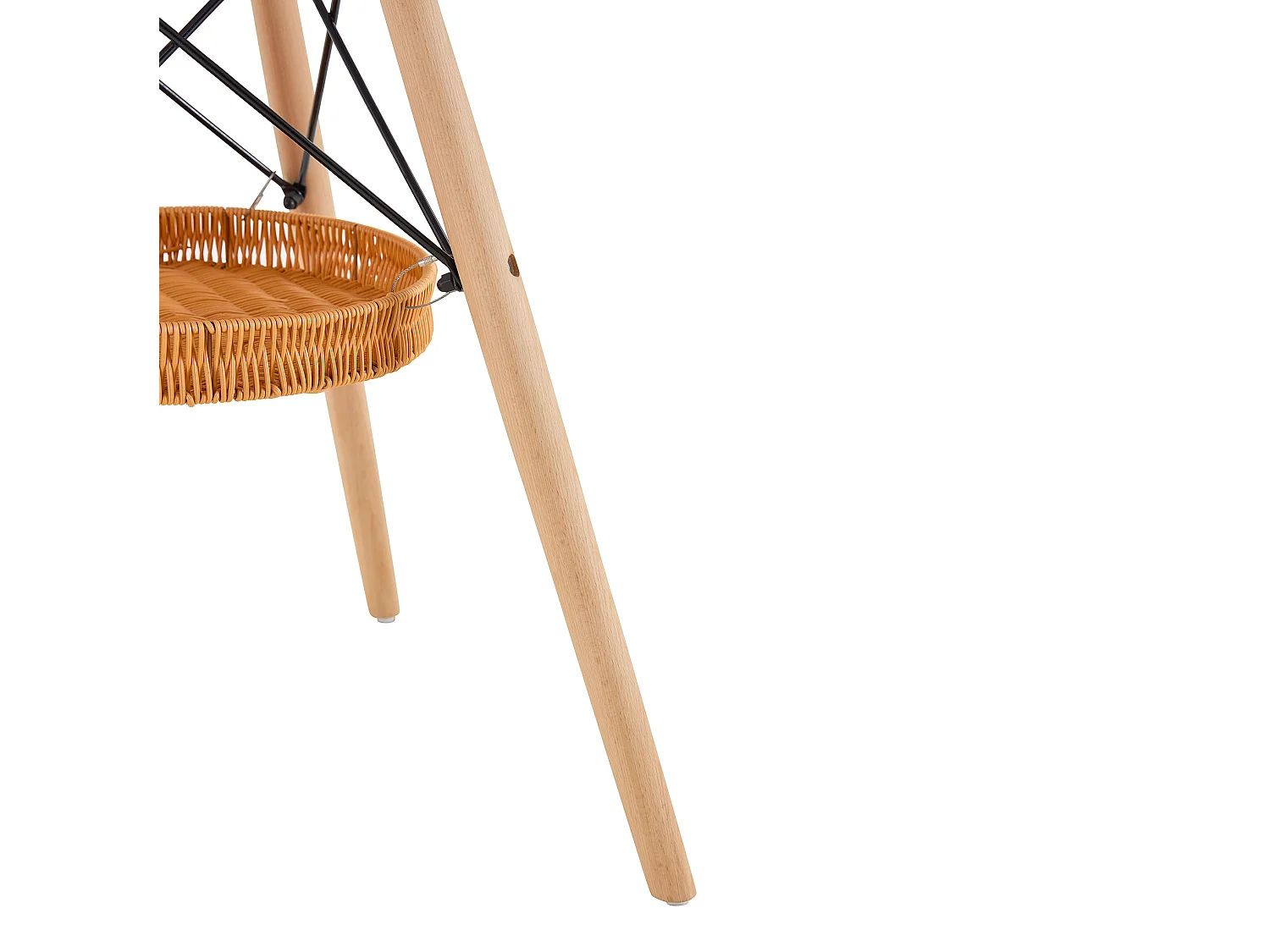 Table à manger ronde 80 cm avec rangement - Noir et bois