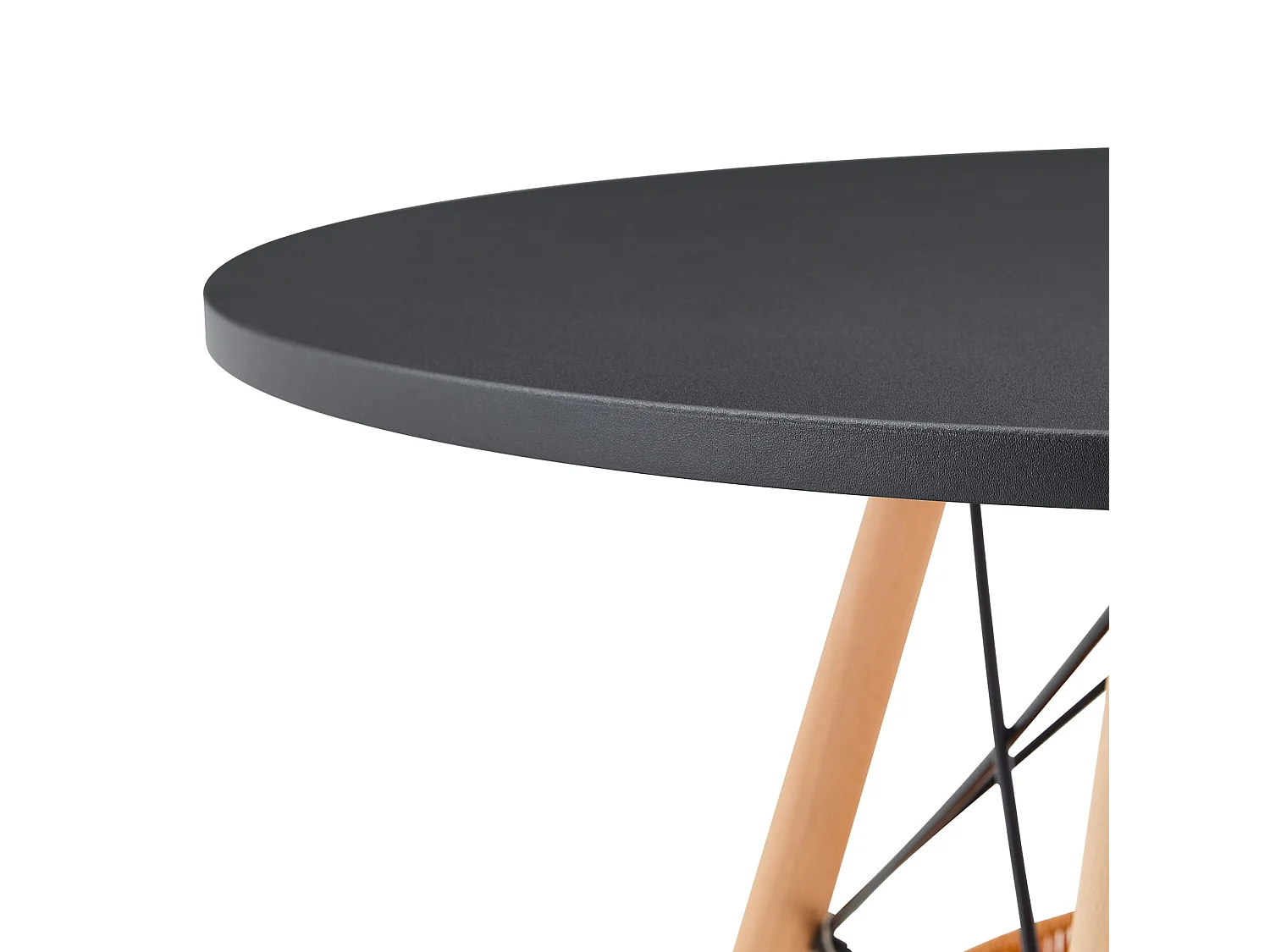 Table à manger ronde 80 cm avec rangement - Noir et bois