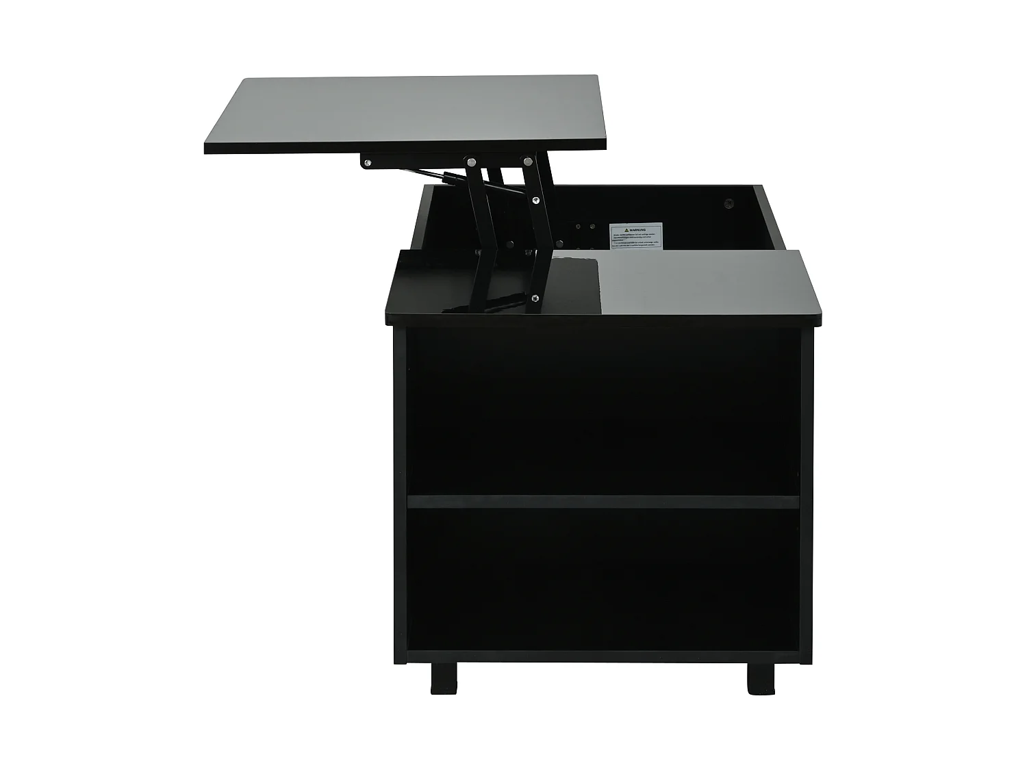 Table basse relevable 50x100 cm avec rangements et LED - Noir