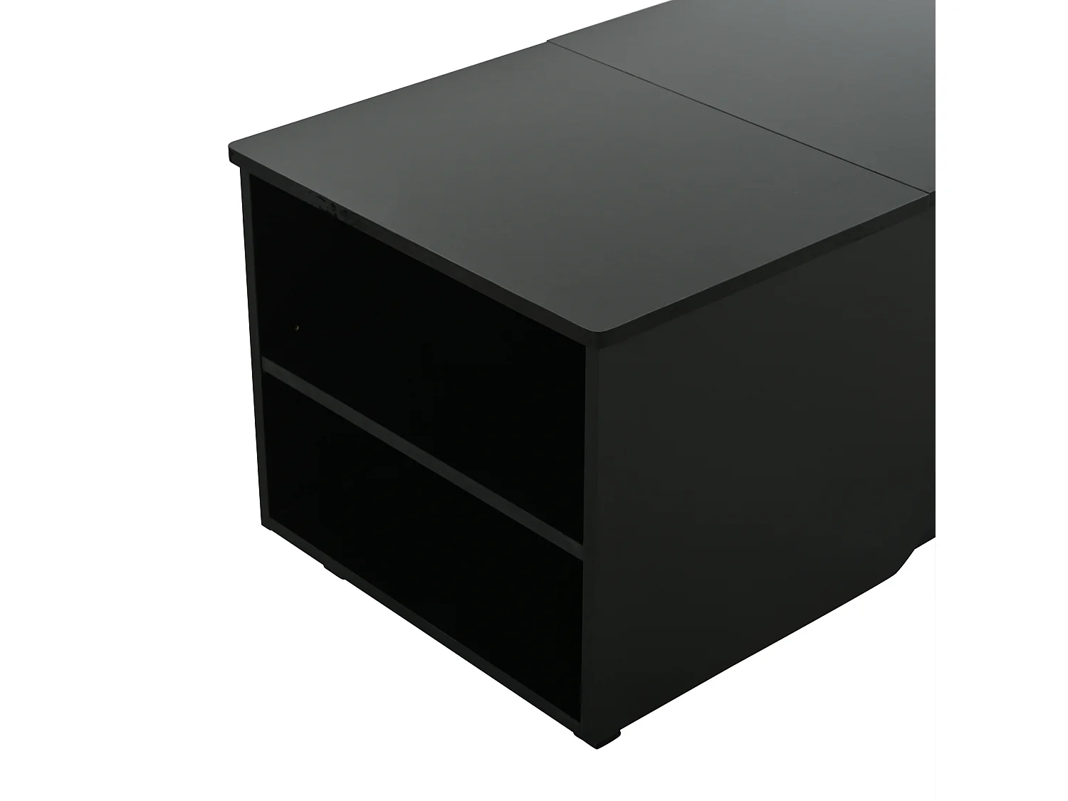 Table basse relevable 50x100 cm avec rangements et LED - Noir