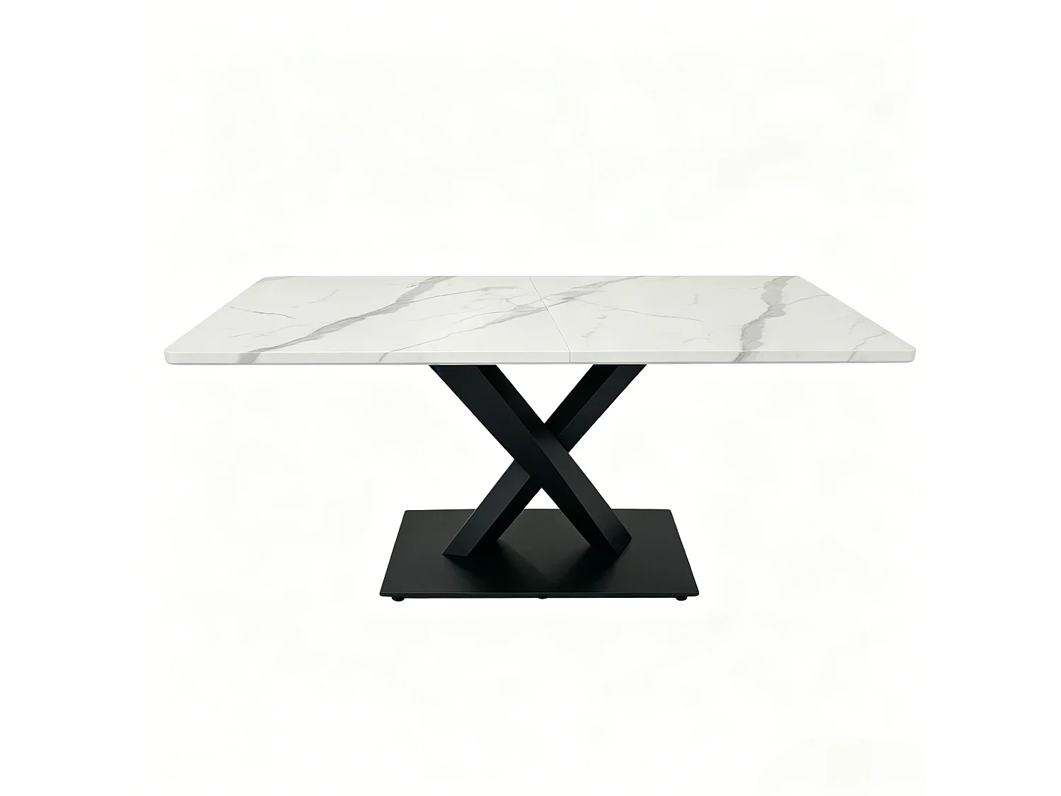 Table à manger rectangulaire 160 x 80 cm pour 6-8 personnes - Blanc effet marbre