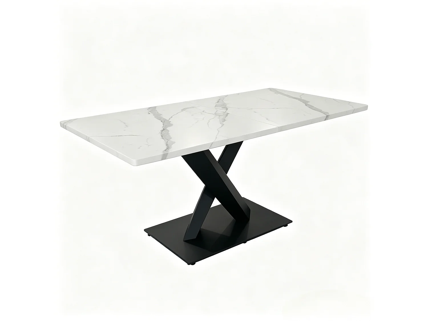 Table à manger rectangulaire 160 x 80 cm pour 6-8 personnes - Blanc effet marbre