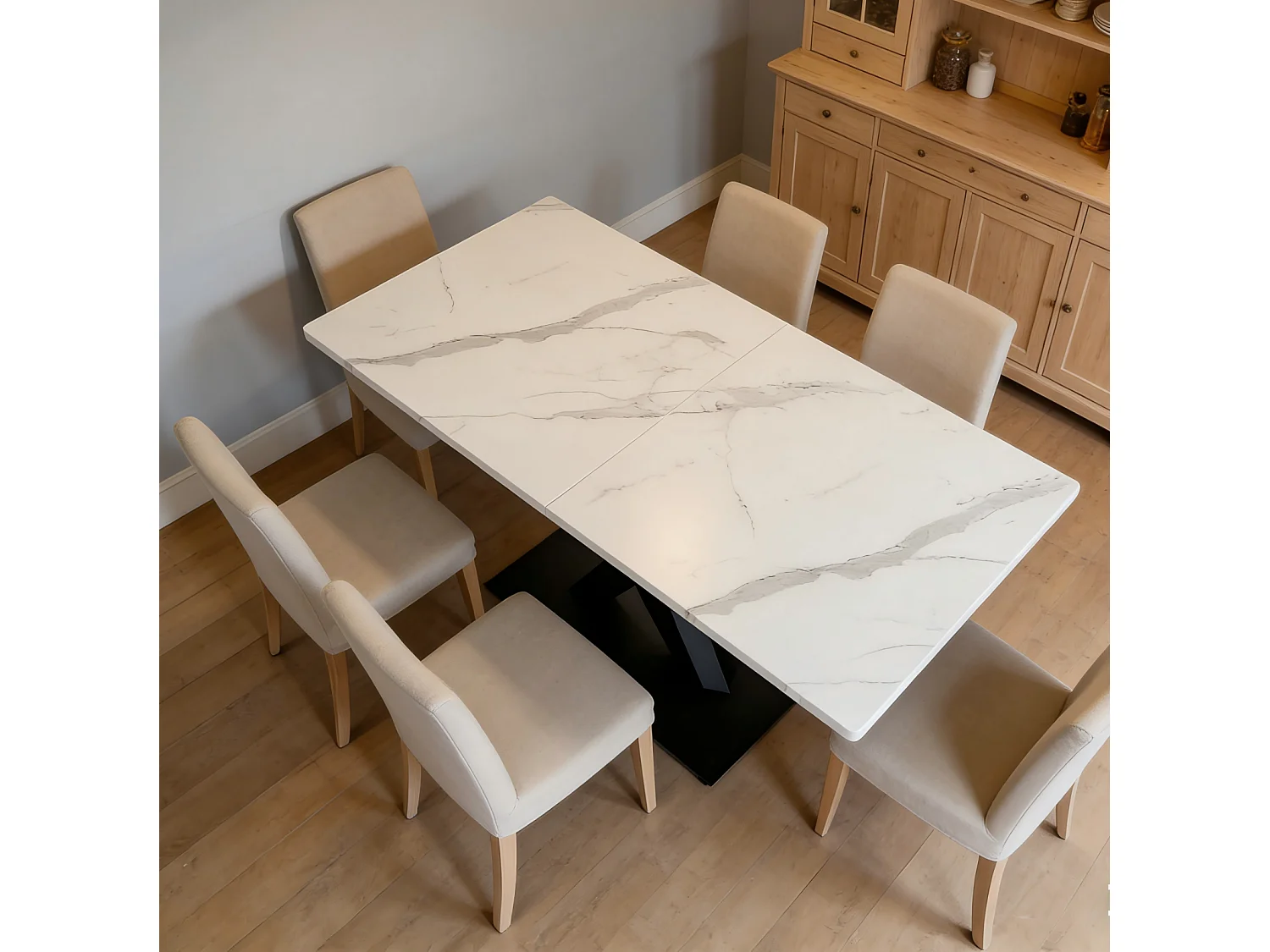 Table à manger rectangulaire 160 x 80 cm pour 6-8 personnes - Blanc effet marbre