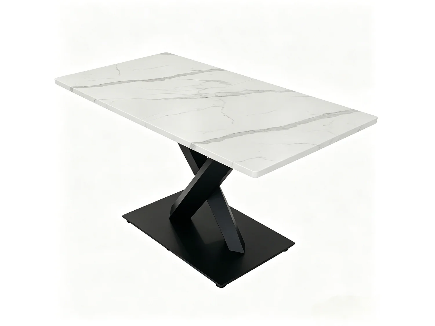 Table à manger rectangulaire 160 x 80 cm pour 6-8 personnes - Blanc effet marbre